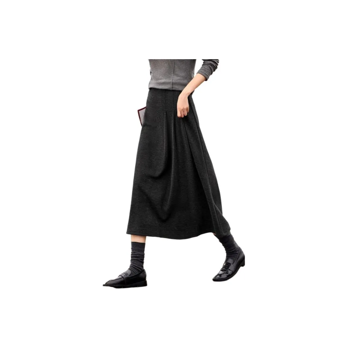 XWI Темно-серый Женская Повседневная Длинная Юбка