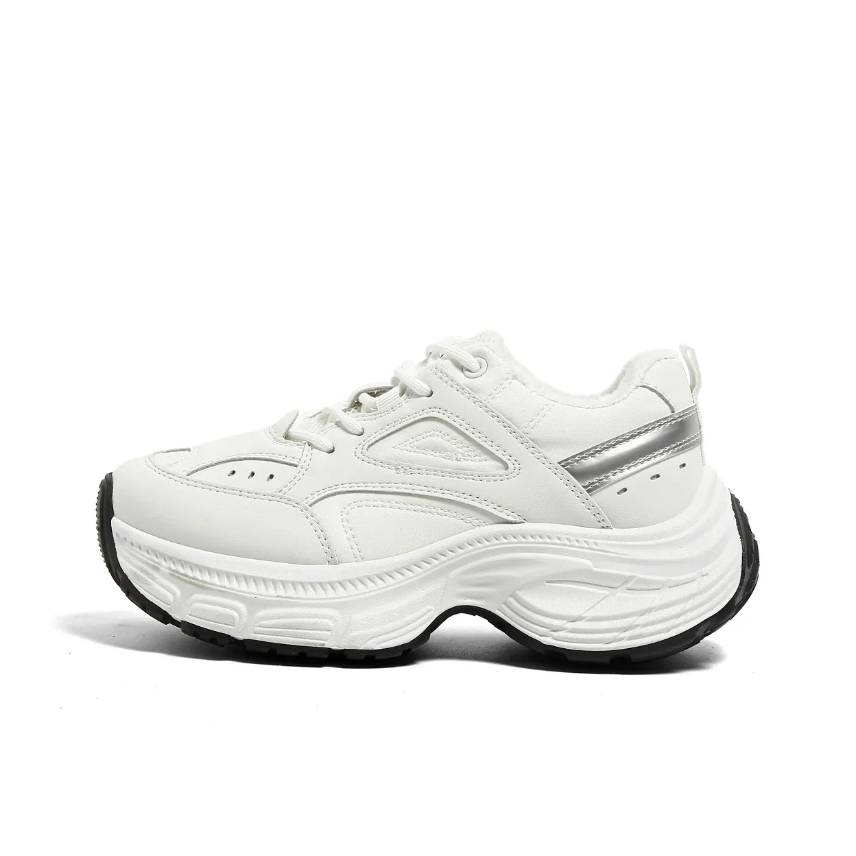 HUANQIU Амортизаторы Шок Устойчивые к истиранию Низкий Топ Толстая подошва Кроссовки Женские Белые