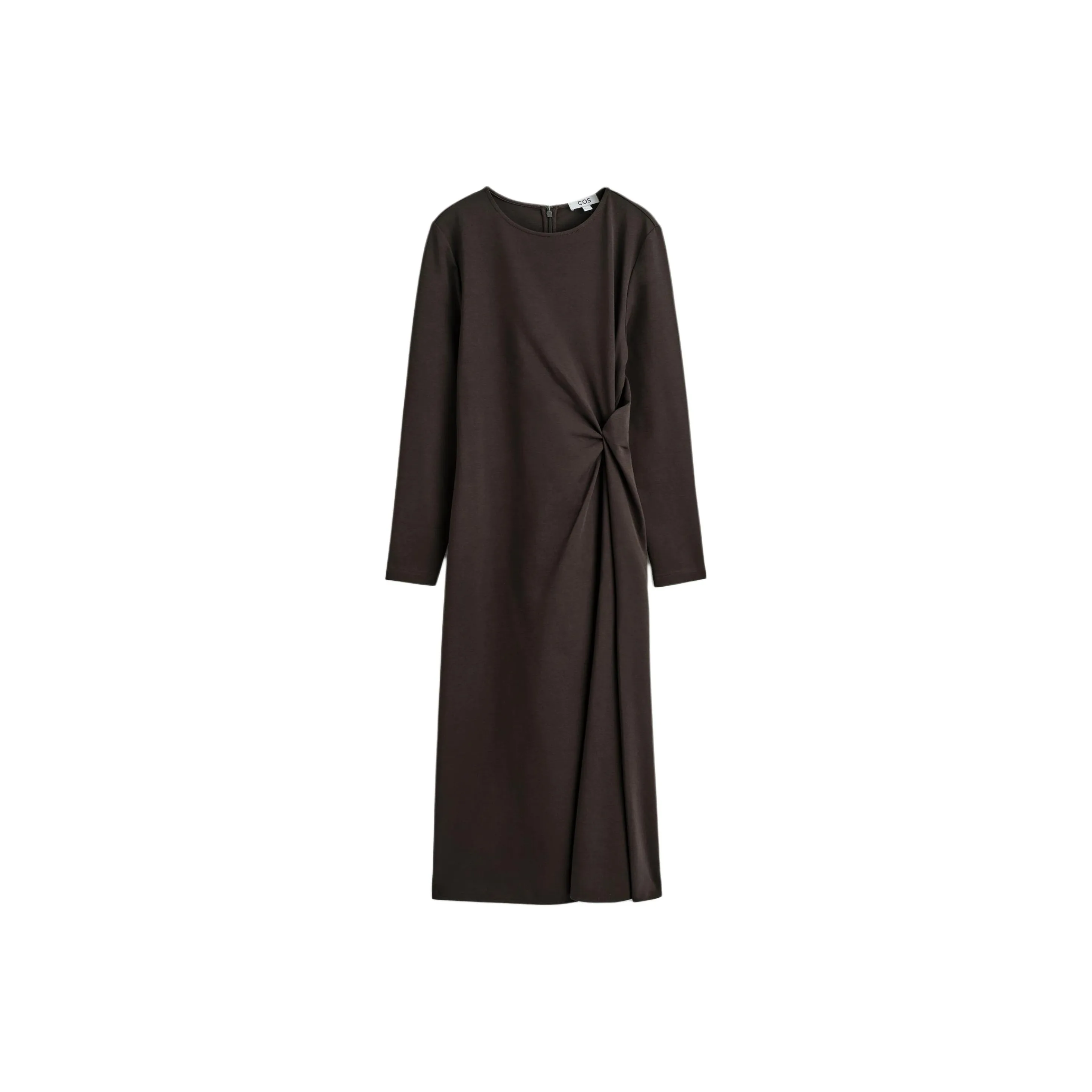 COS Темно-кофейный Женские Длинные Платья с Длинными Рукавами