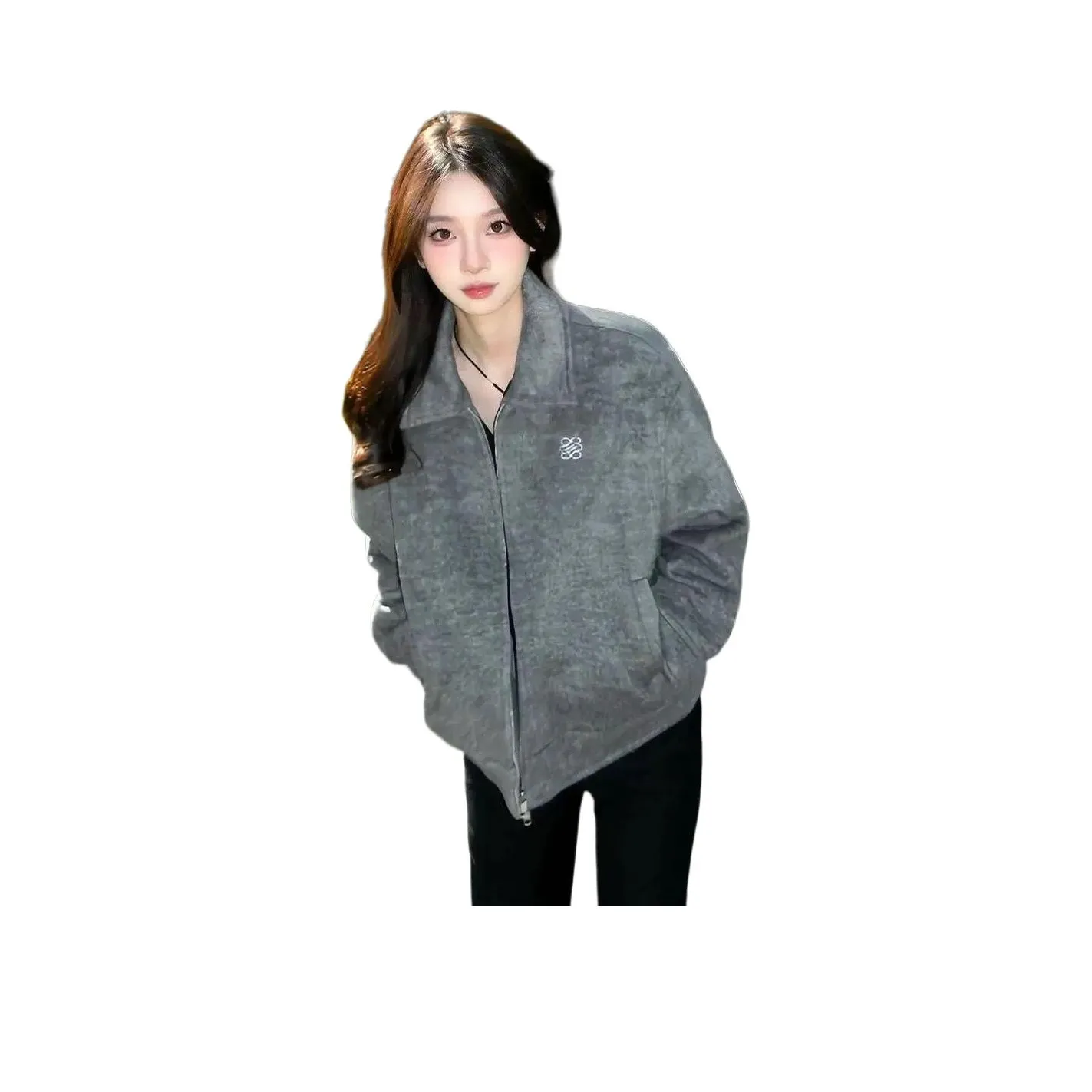 ЮЙЧЖАОЛИНЬ Ледниковый серый Женское короткое пальто