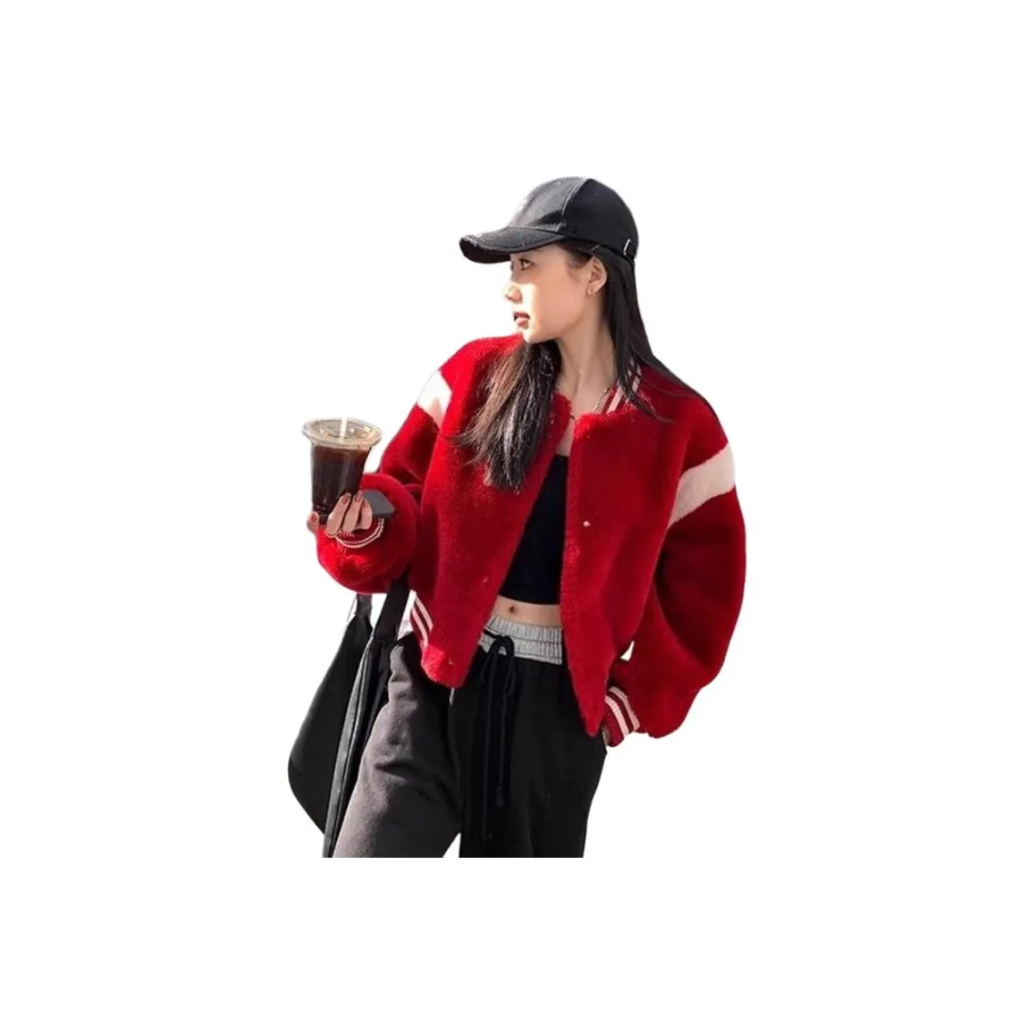 ЮЙЧЖАОЛИНЬ Красный Женское Короткое Пальто