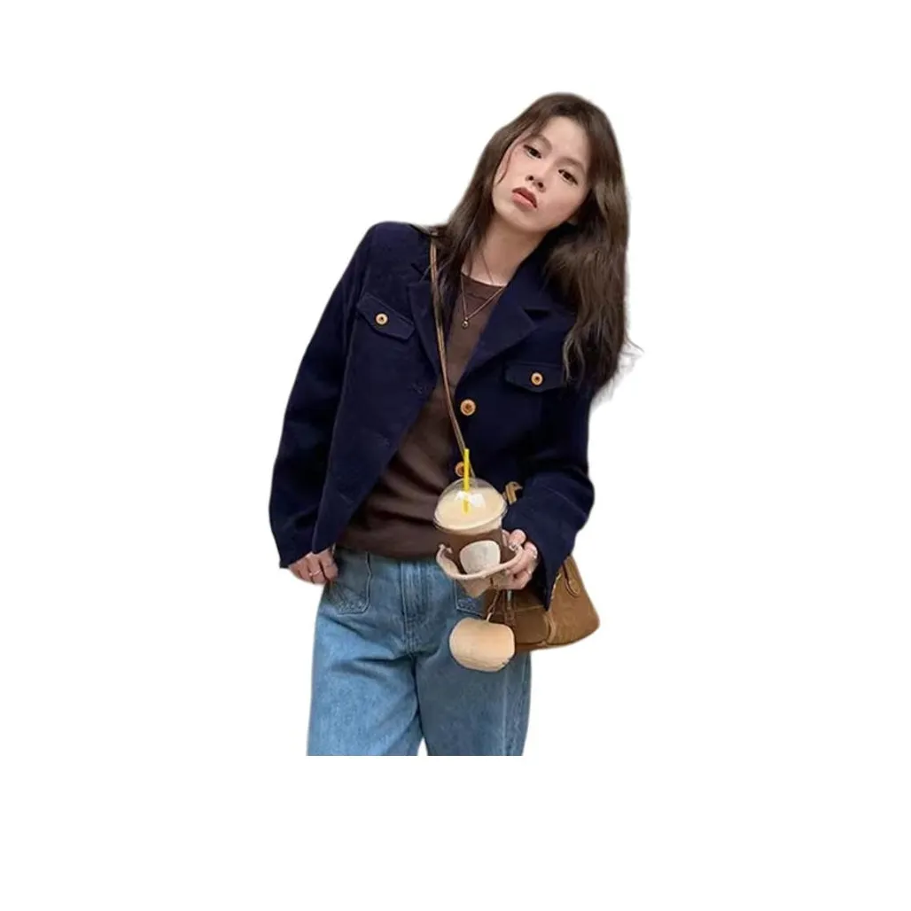 VINMUK Темно-синий женский короткий пальто