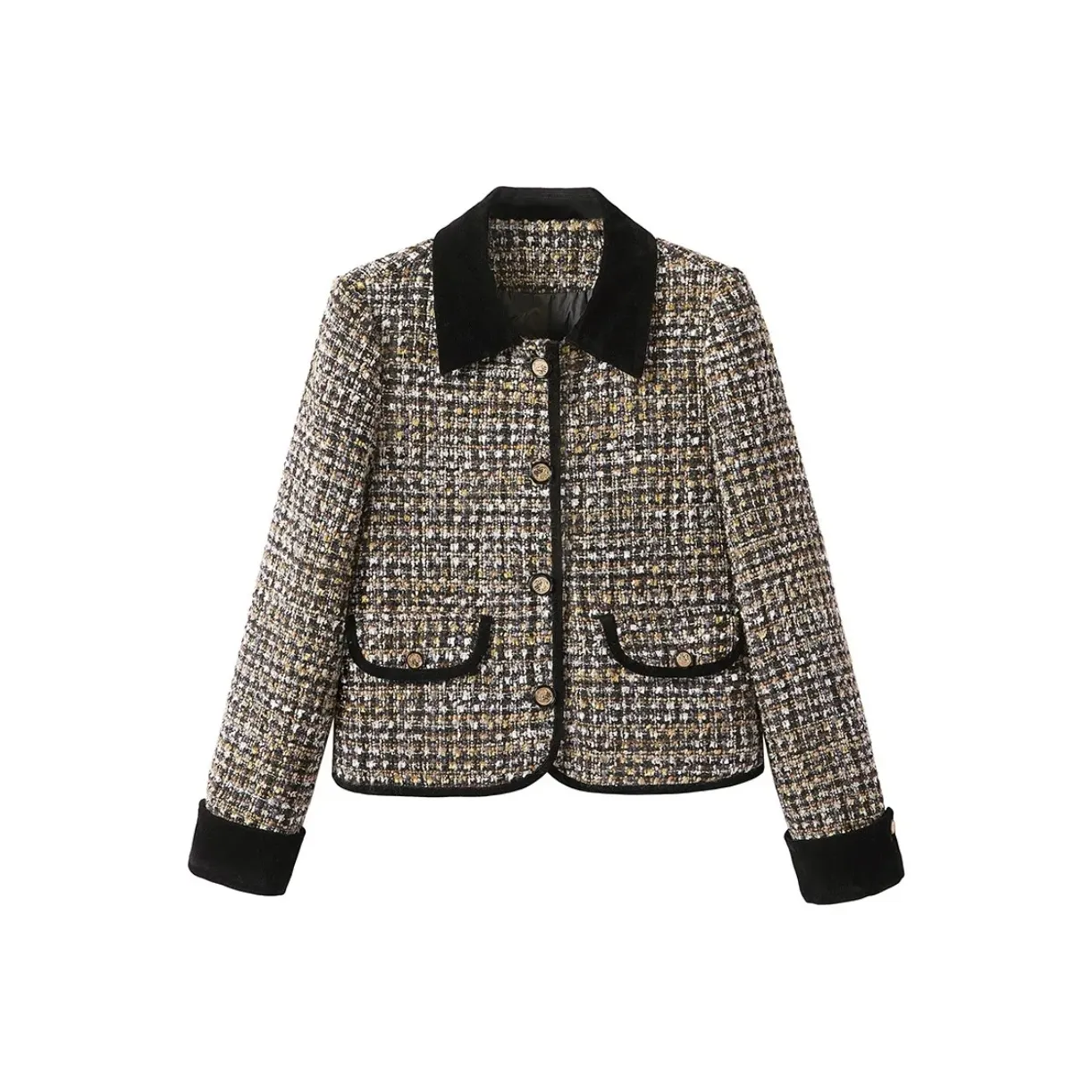 ETSE Черный Золотой Пальто Женское Меховое