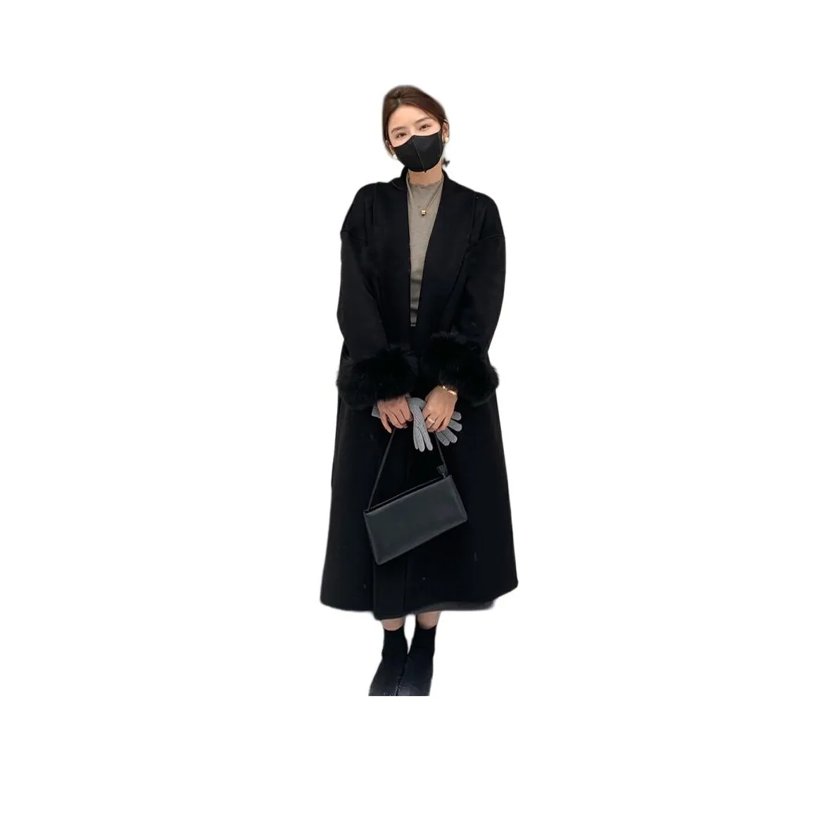 LADYXIEXIE Черное Женское Пальто