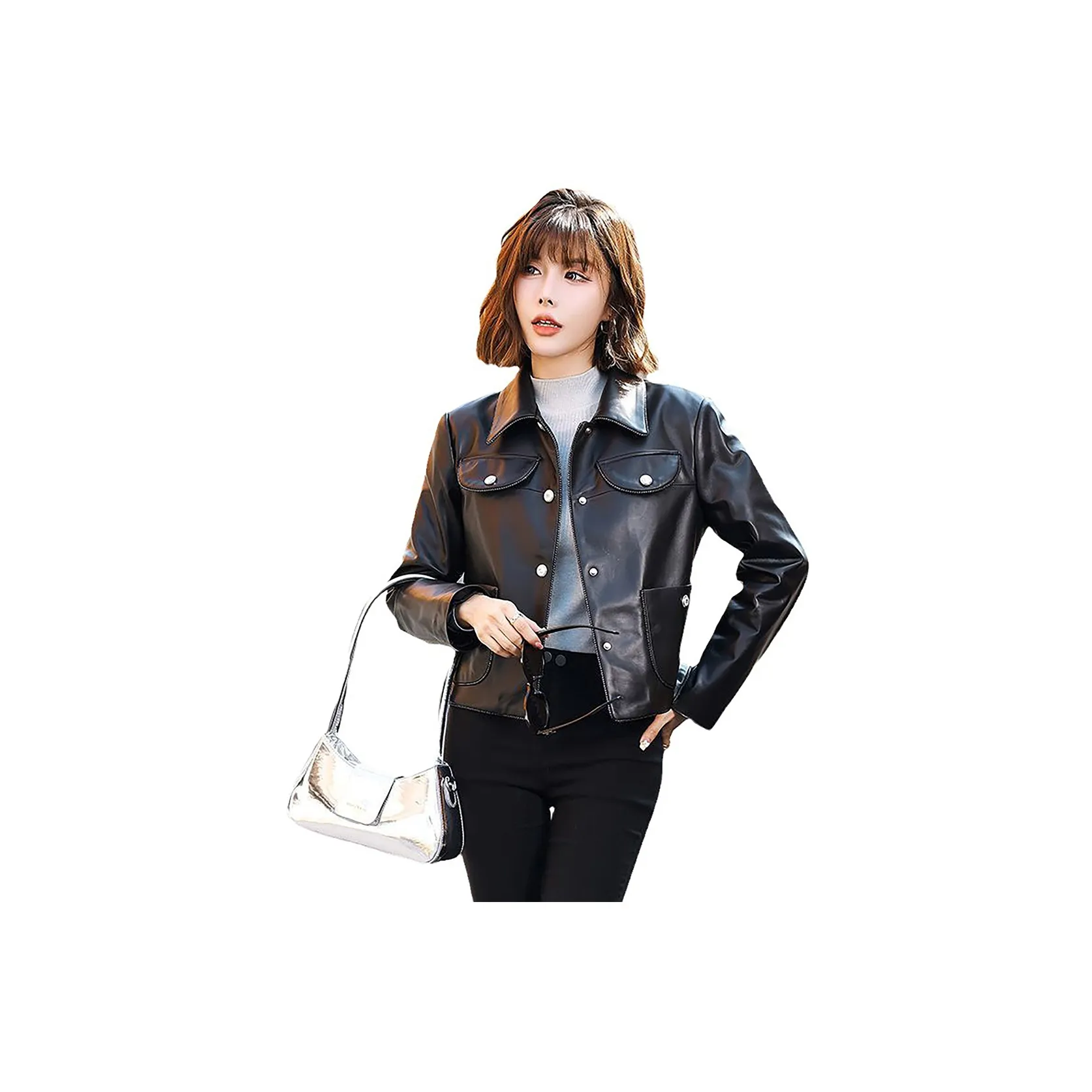 Devanro Черные Женские Кожаные Куртки