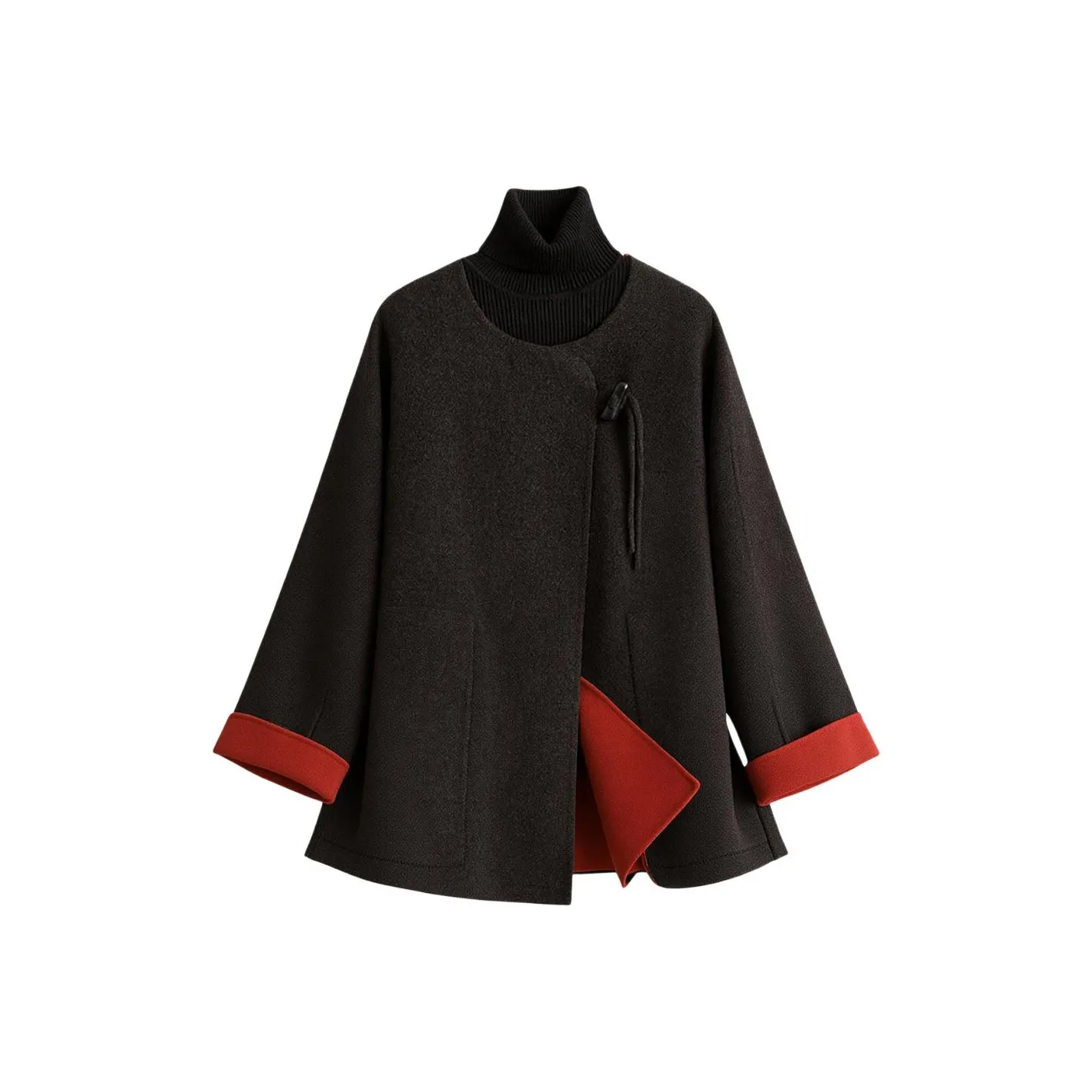 ONE SHALLOW Велюр Серый Красный Женское Пальто