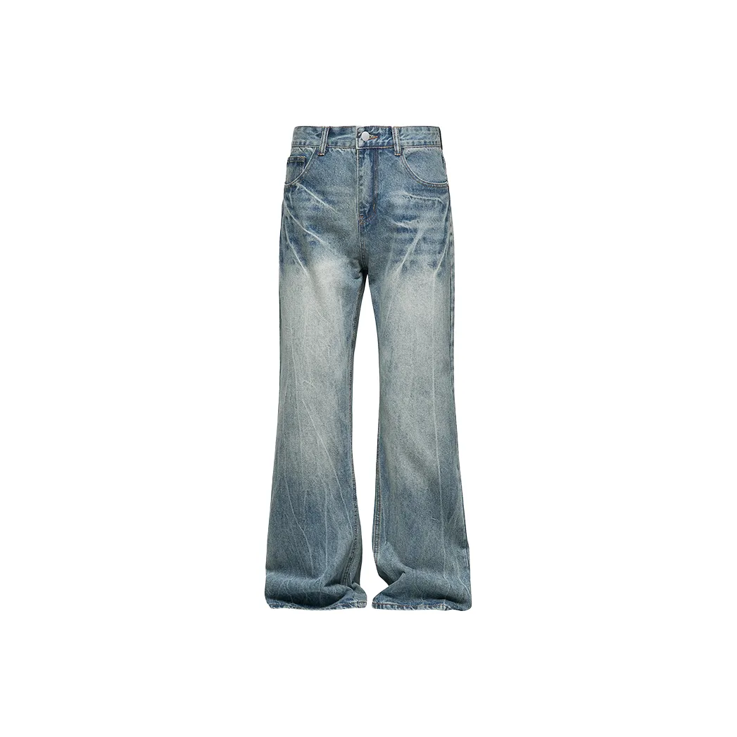 HKRXEC Blue Men's Jeans with Zipper