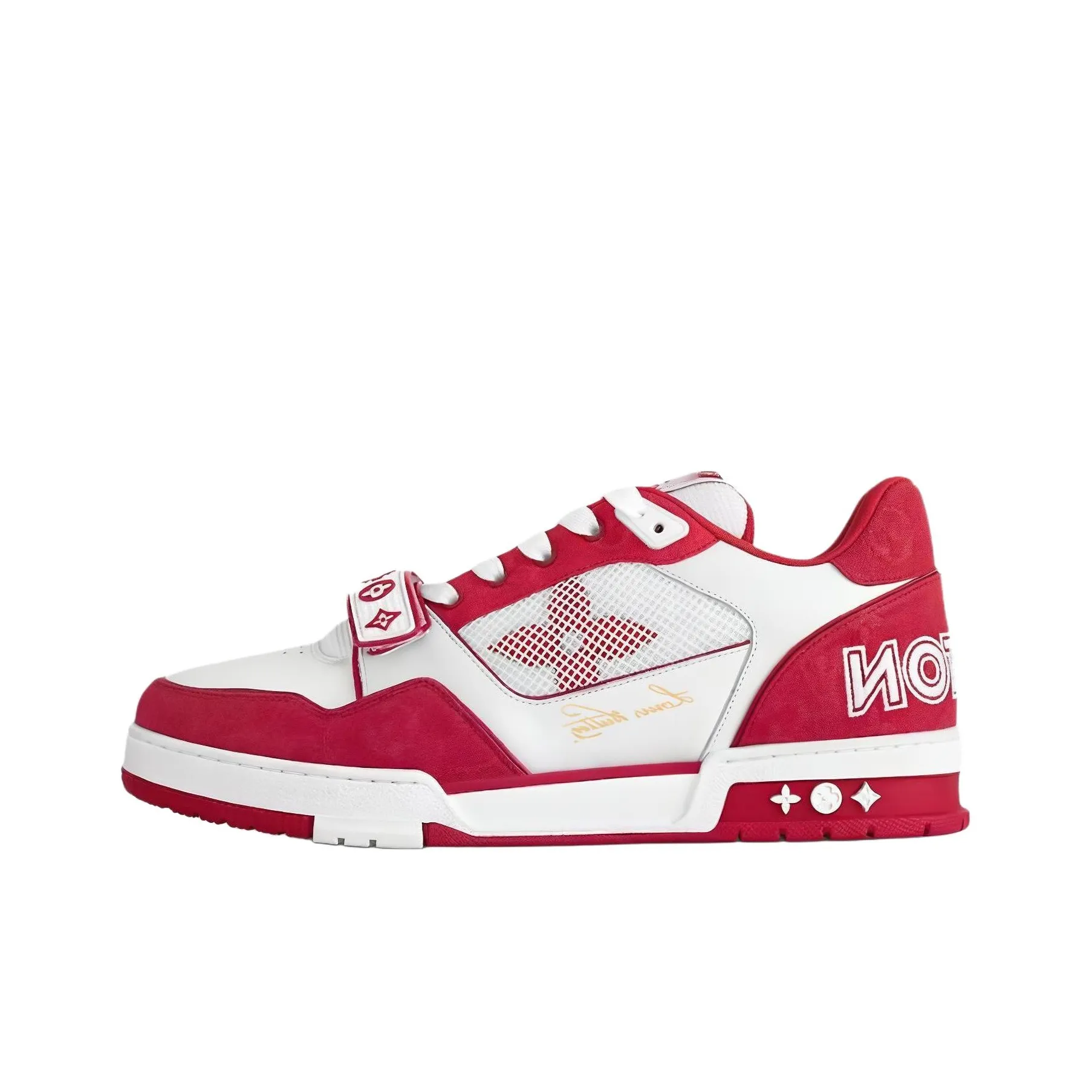 LOUIS VUITTON Trainer Skateboard Shoes Unisex Low Top White Red