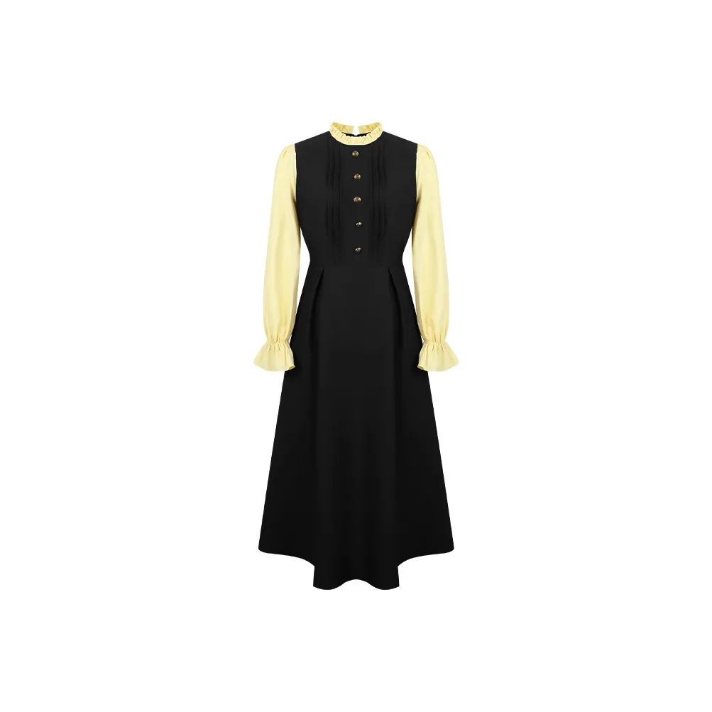 Черные женские длинные платья с длинными рукавами