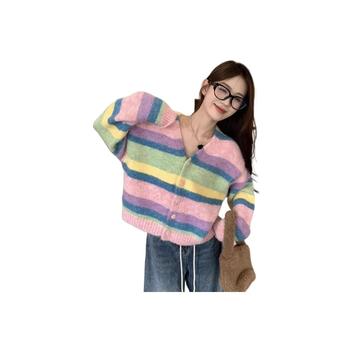 HAPG Радужный Полосы Женская Трикотажная