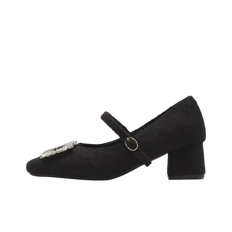 Wuji Грубый каблук стразы Mary Jane женские