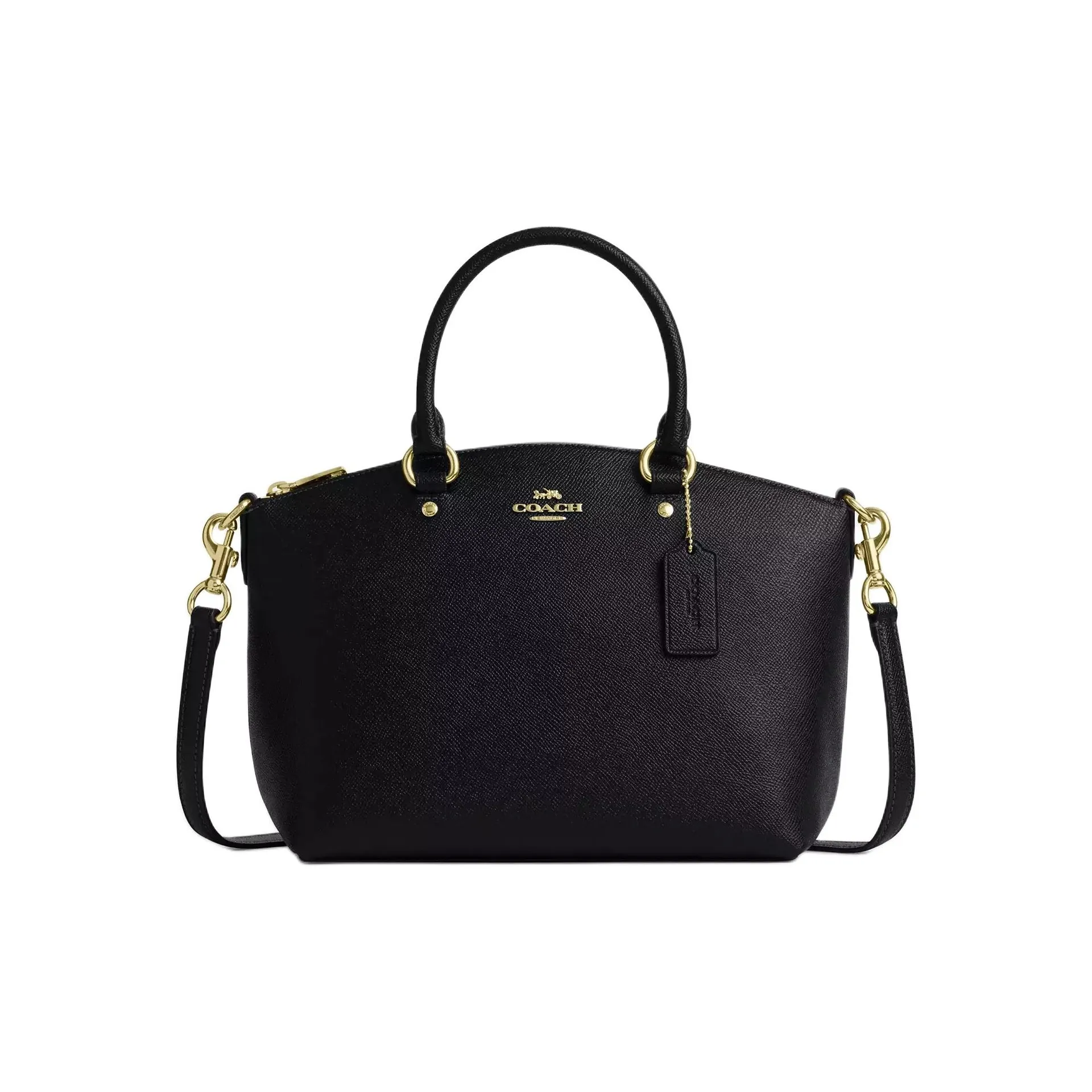 COACH Sadie Крестообразная текстура кожа сумка большая женская черная