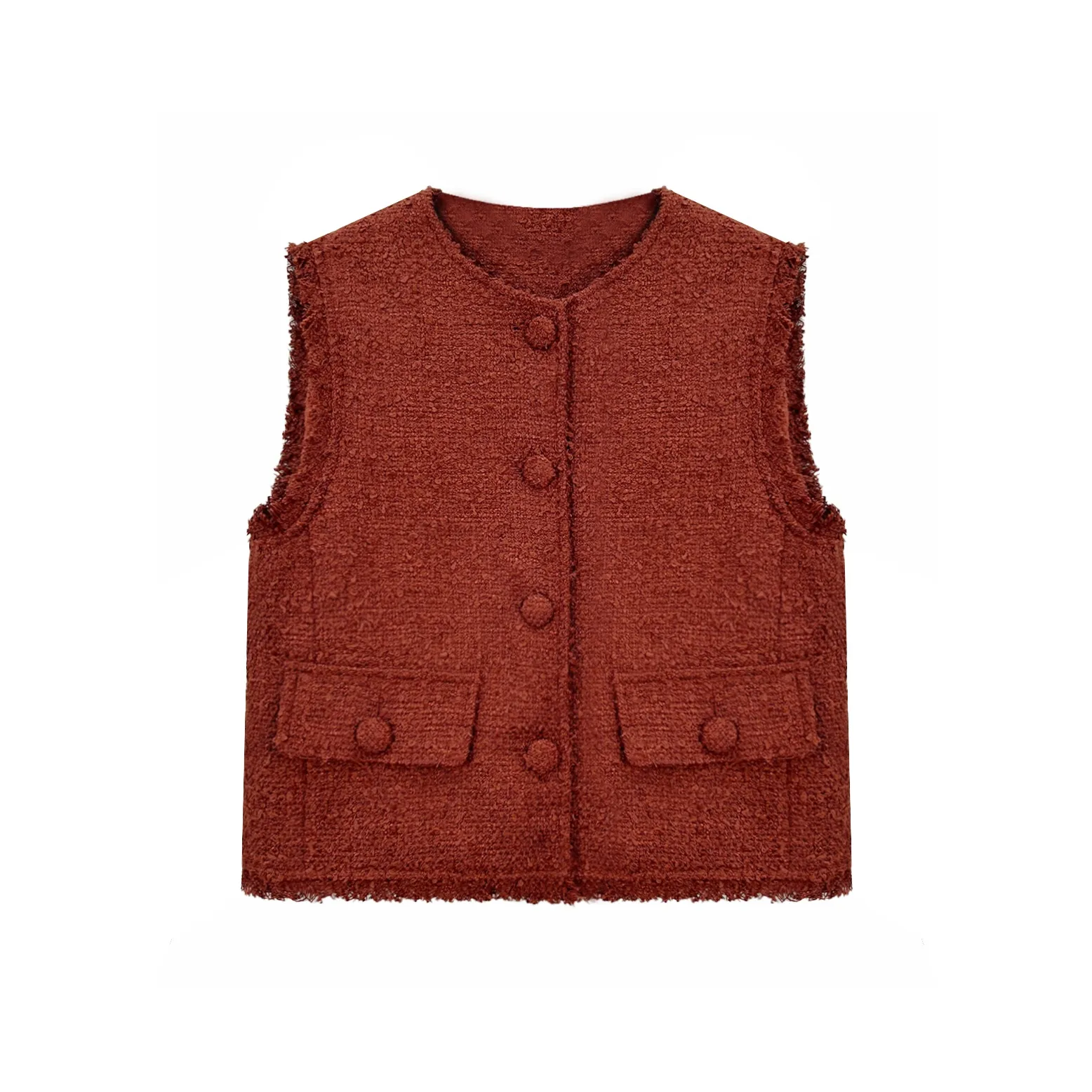 GZQJ Кирпичный Красный Женский Жилеты