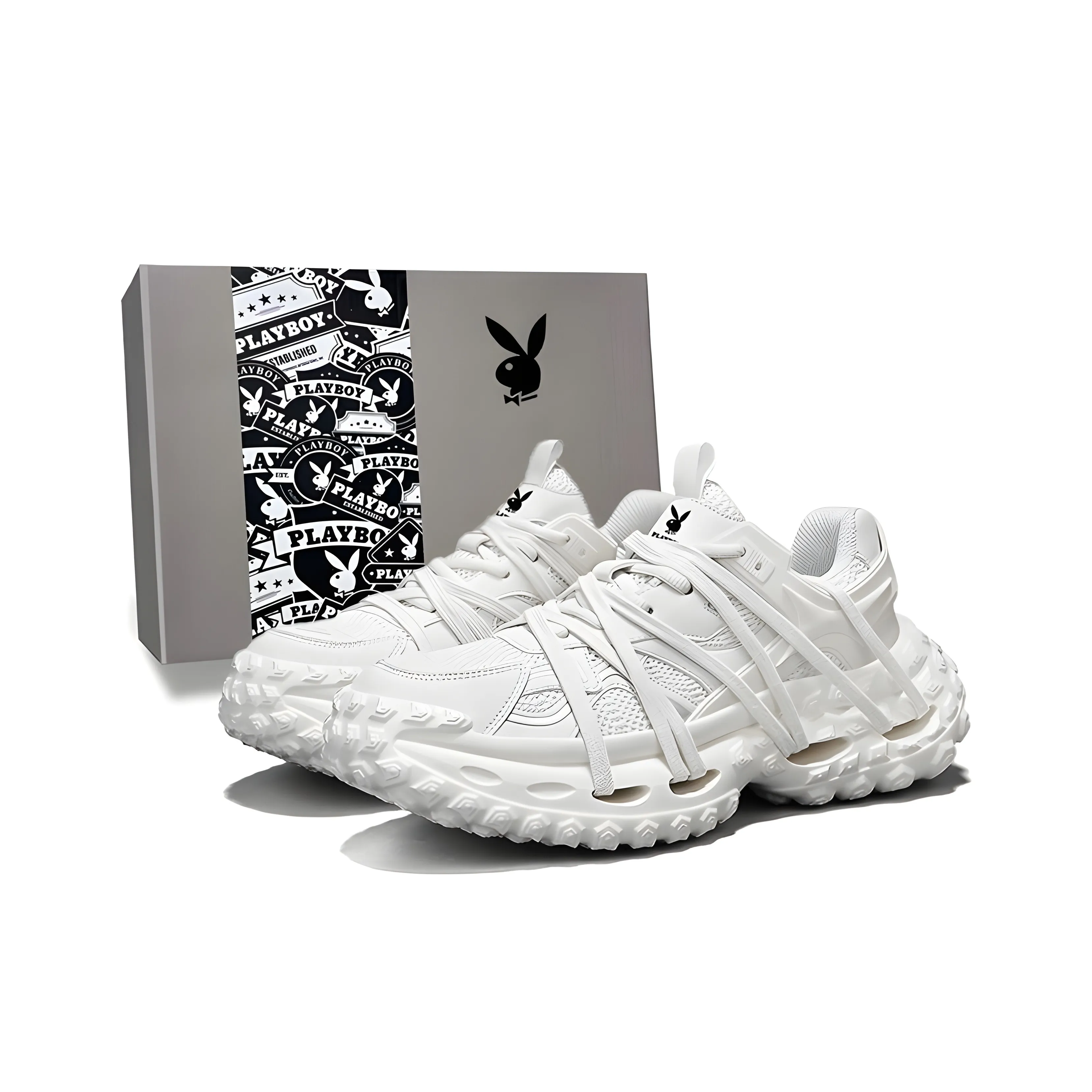 Playboy Поддержка Устойчивый к истиранию Дышащий Противоскользящий Низкий Топ Толстая подошва Мужские кроссовки
