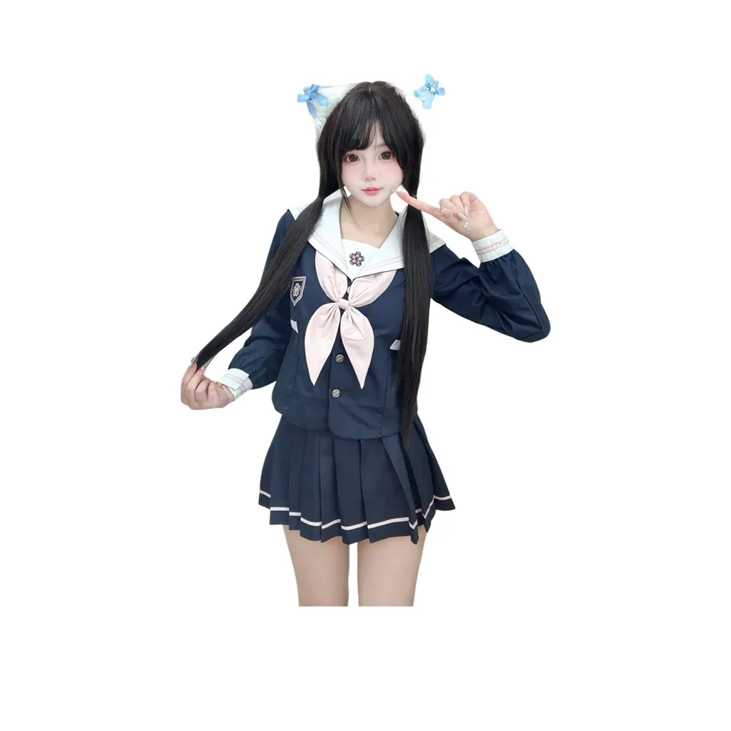 SHENBEI JK Little Sunshine Длинный рукав + мини-юбка + галстуки-бабочки Женские комплекты с юбкой