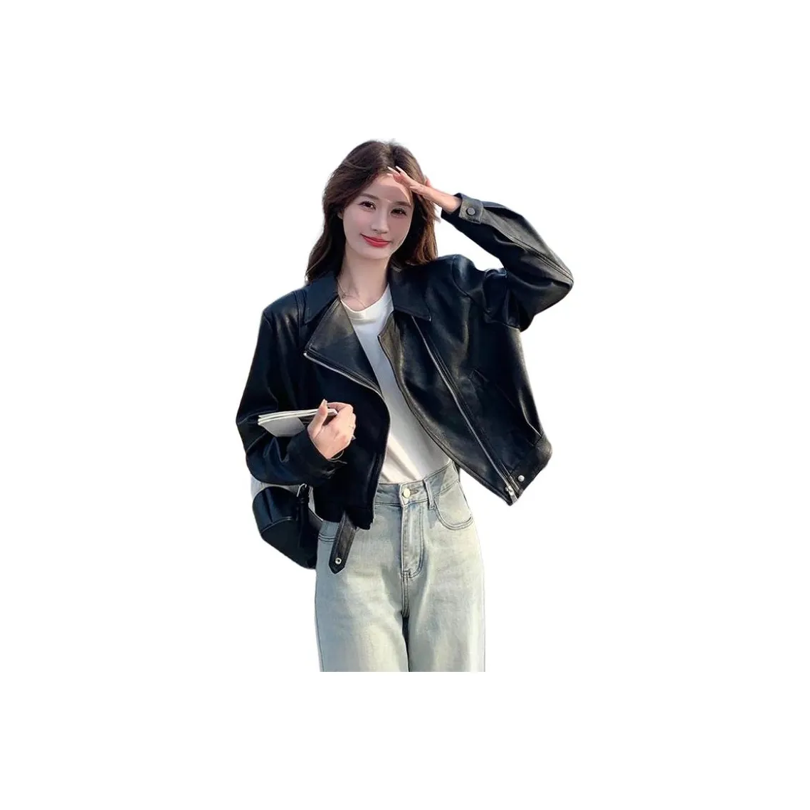YICHEN Черные Женские Кожаные Куртки