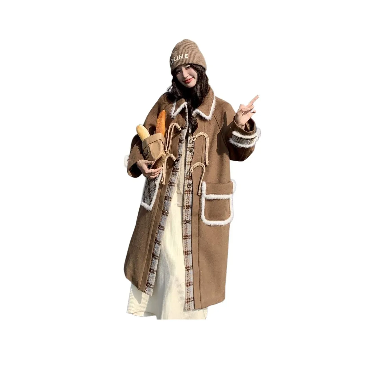 Коричневое женское пальто