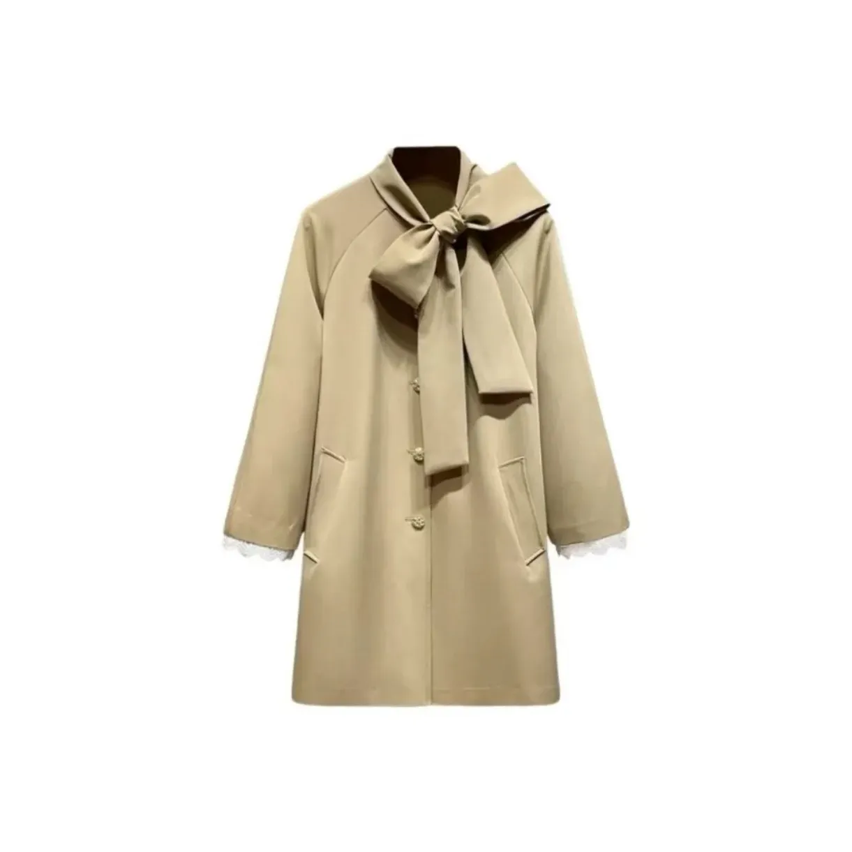 HeartyBite Хаки Пальто [с Подкладкой] Женские Меховые изделия