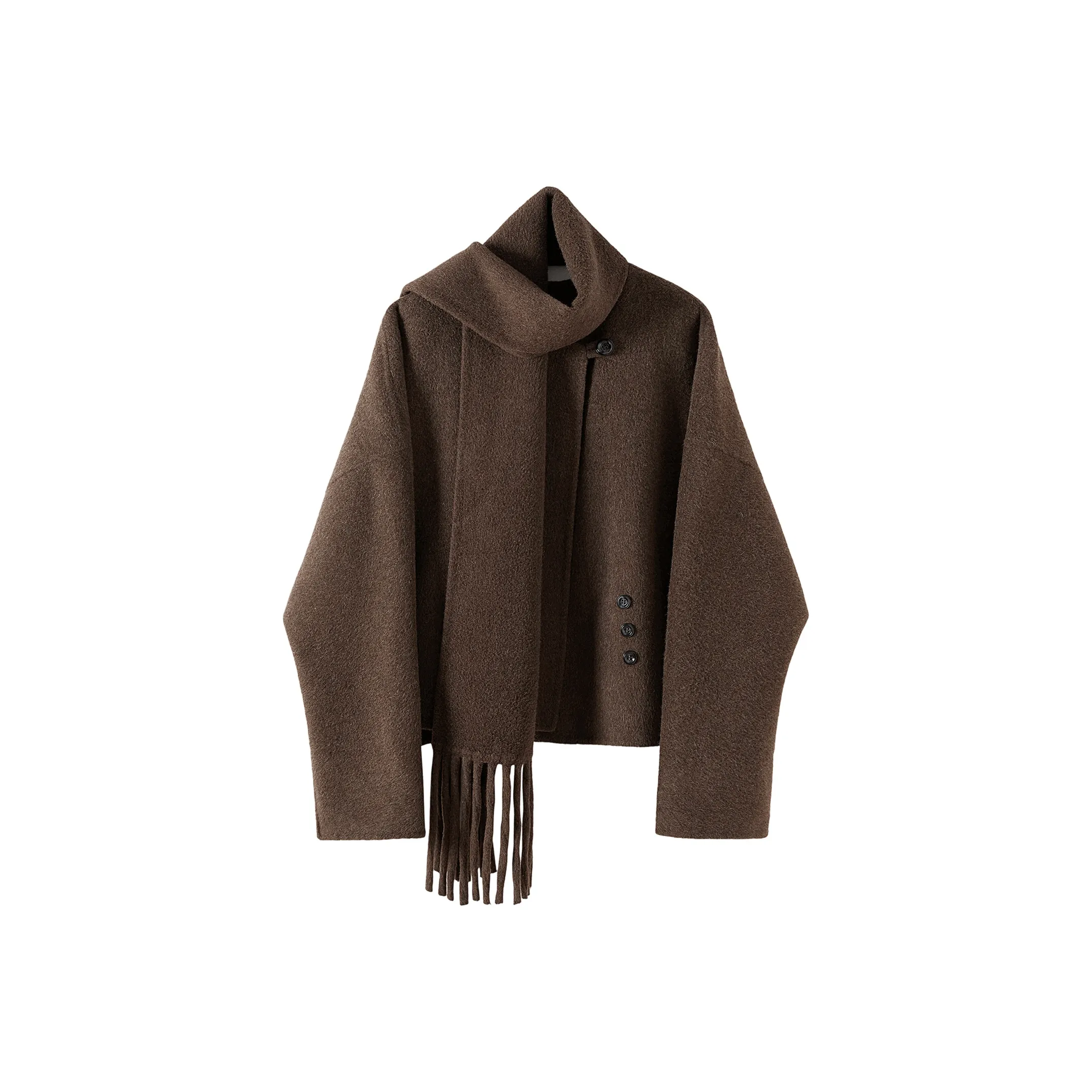 TOUCH Укороченное пальто женское кофейного цвета