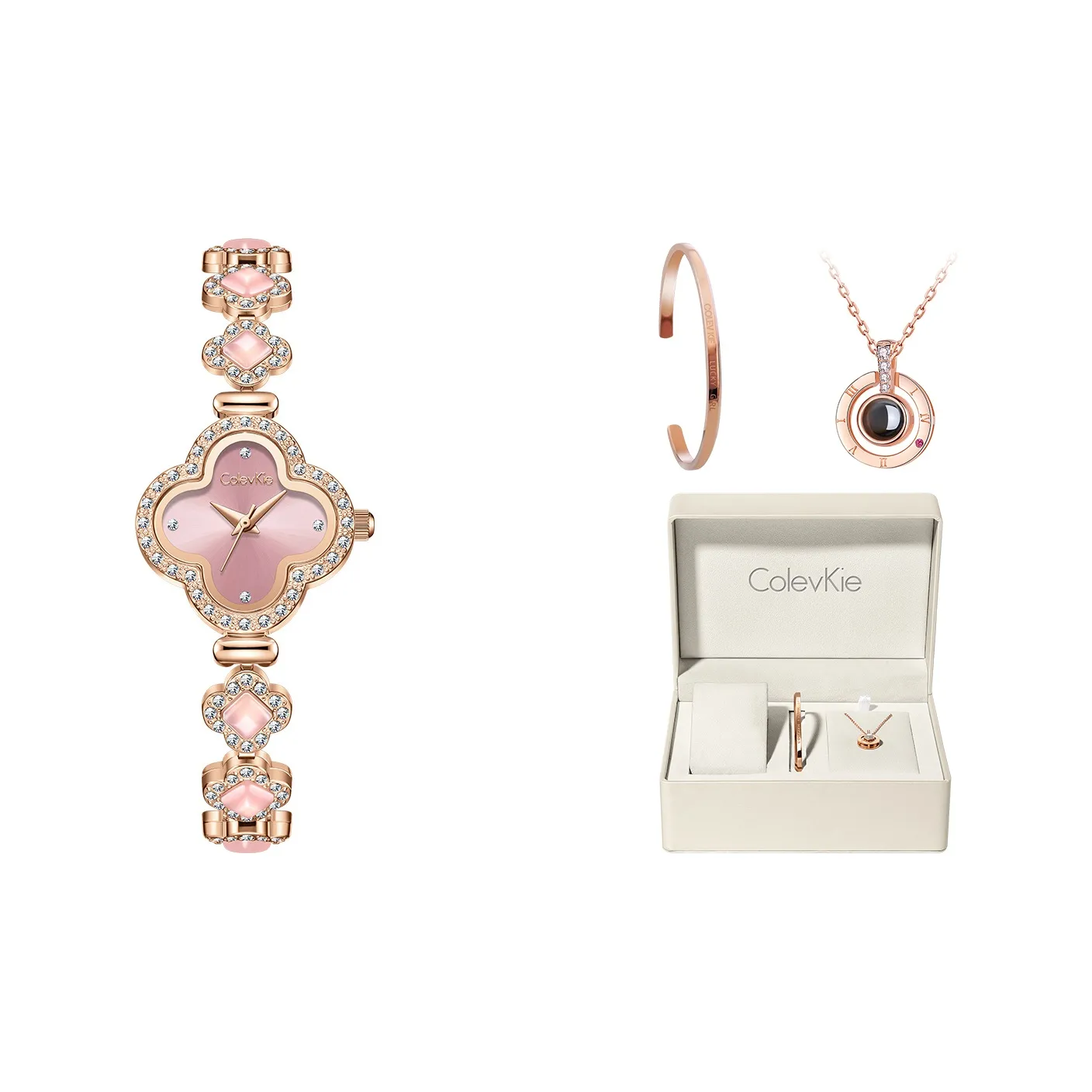 ColevKie Кварцевый механизм нержавеющая сталь ремешок для часов женские часы розовый циферблат
