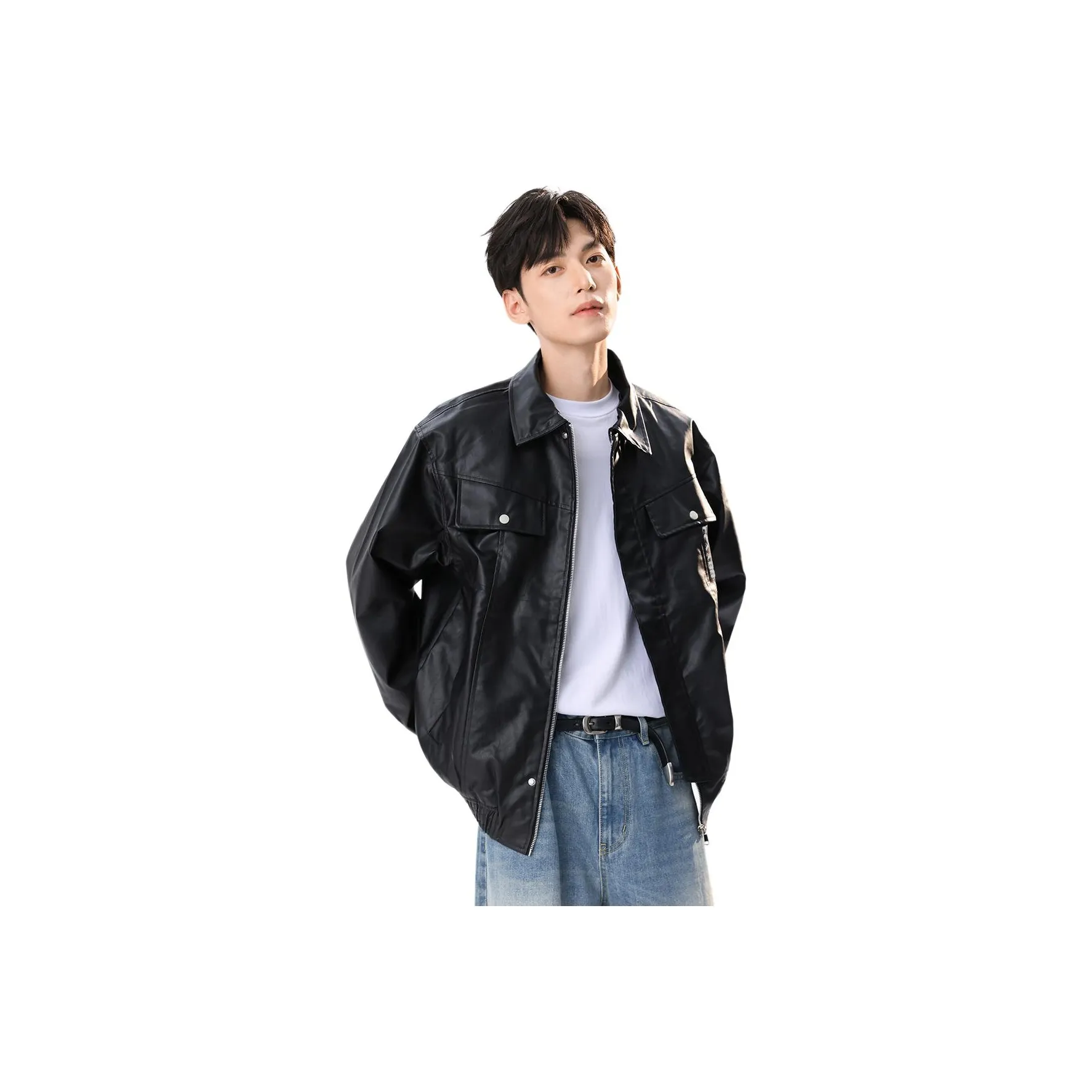 CCAABB Сумеречный черный Мужские кожаные куртки