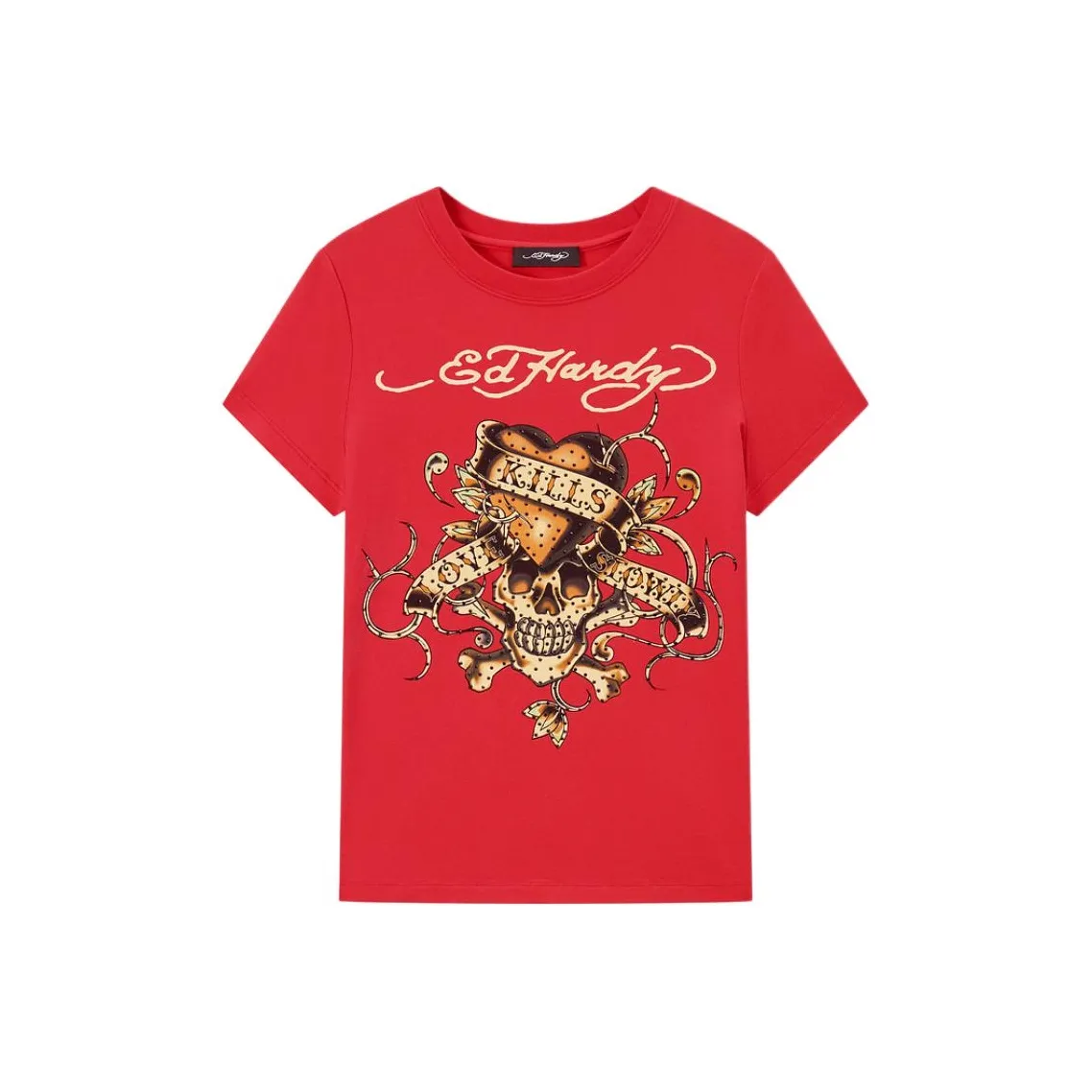 Ed Hardy Китайский Красный Женские T-рубашки