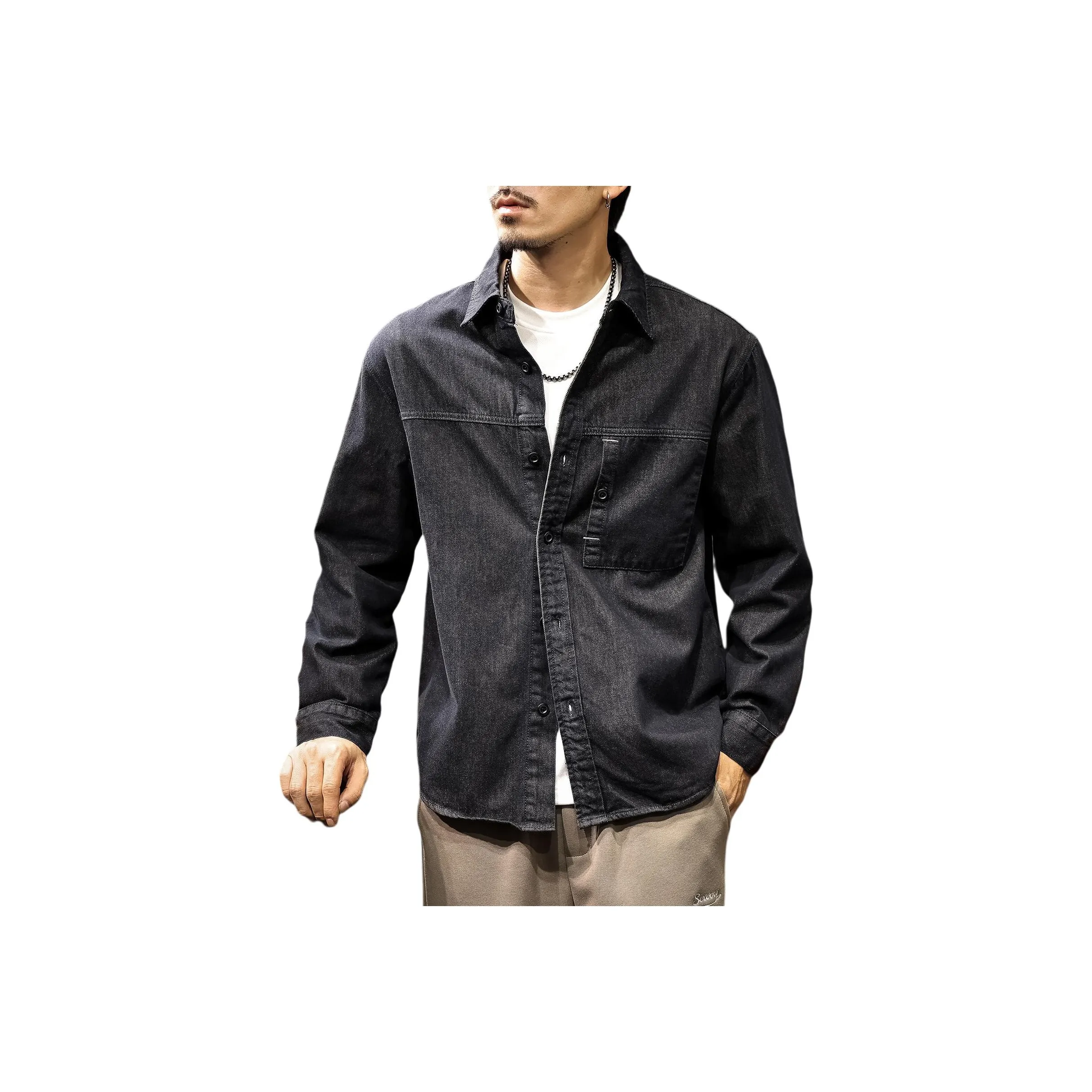 LUJIEBANG Мужские черные рубашки