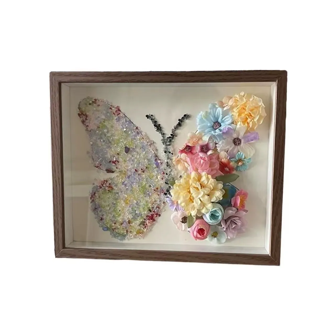 AECELI Креативный Искрящийся Preserved Flower Ромб Бабочка Фоторамка DIY Материал Набор DIY Игрушки