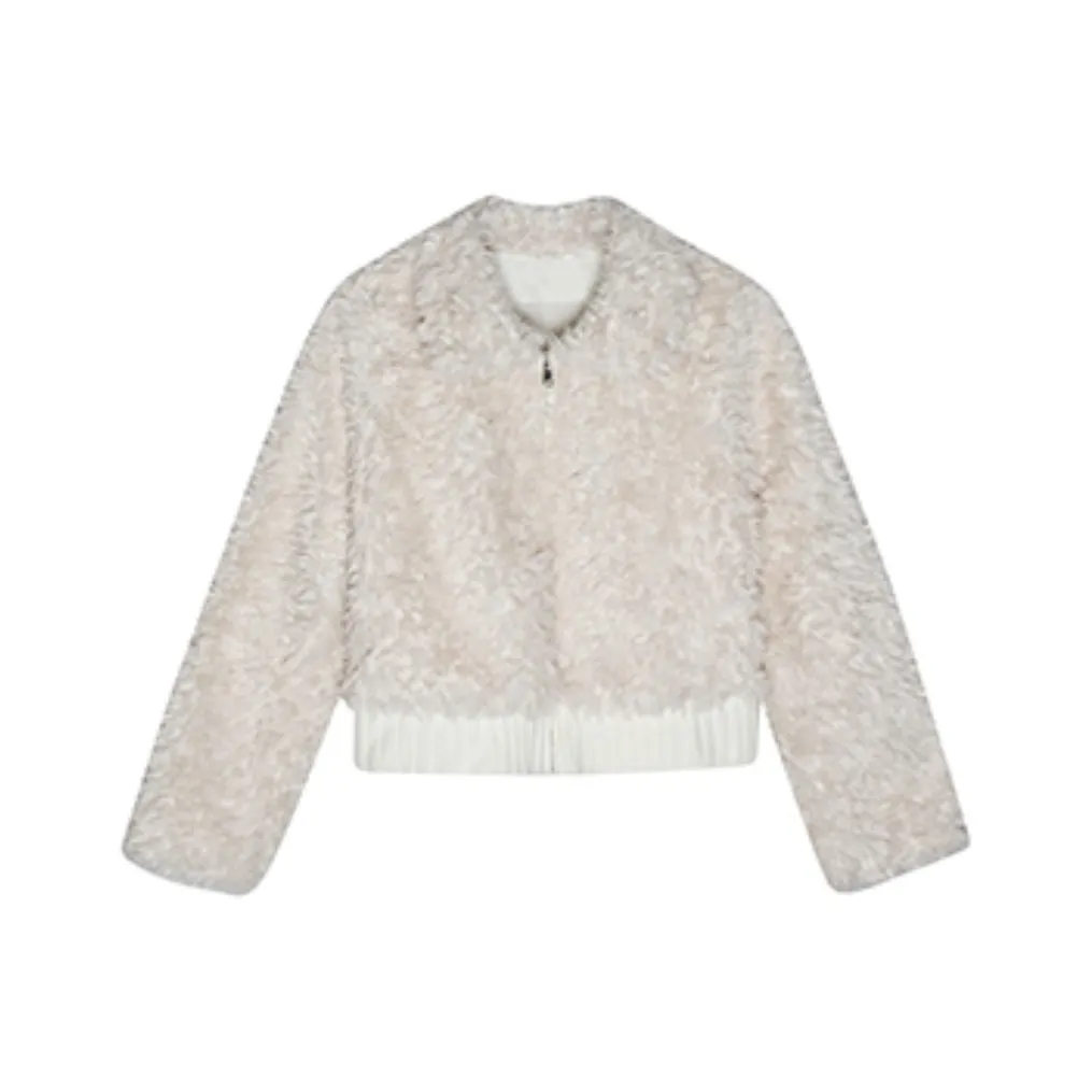 HeartyBite Теплое Белое Овечья Шерсть Пальто Женское Меховое