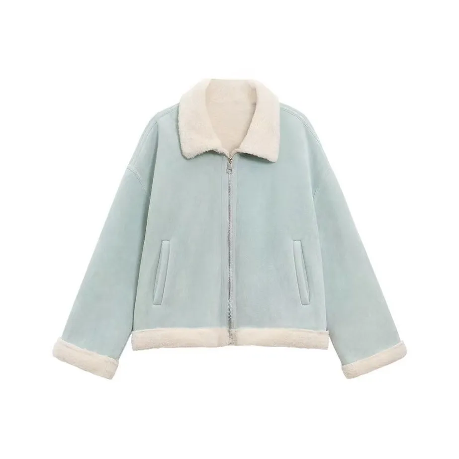 RTTO Светло-синие Женские Бархатные Куртки