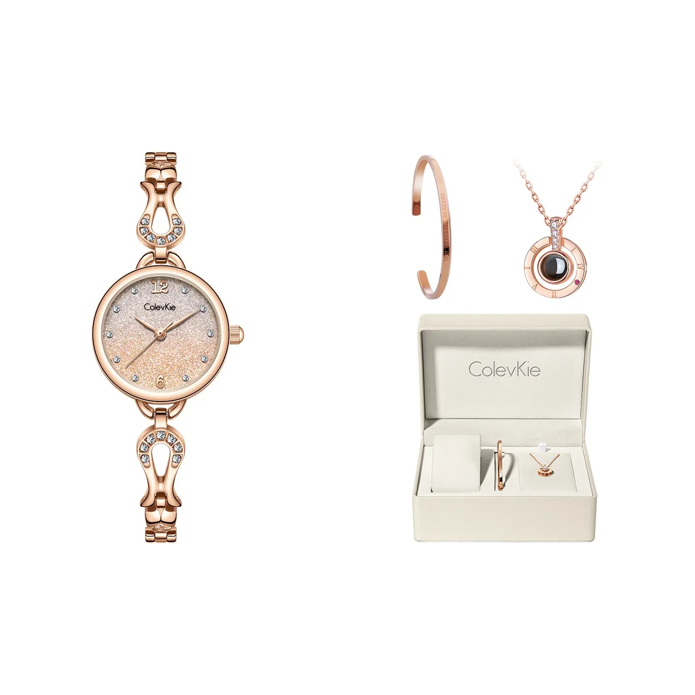 ColevKie Кварцевый механизм ремешок из нержавеющей стали женские часы розовый циферблат