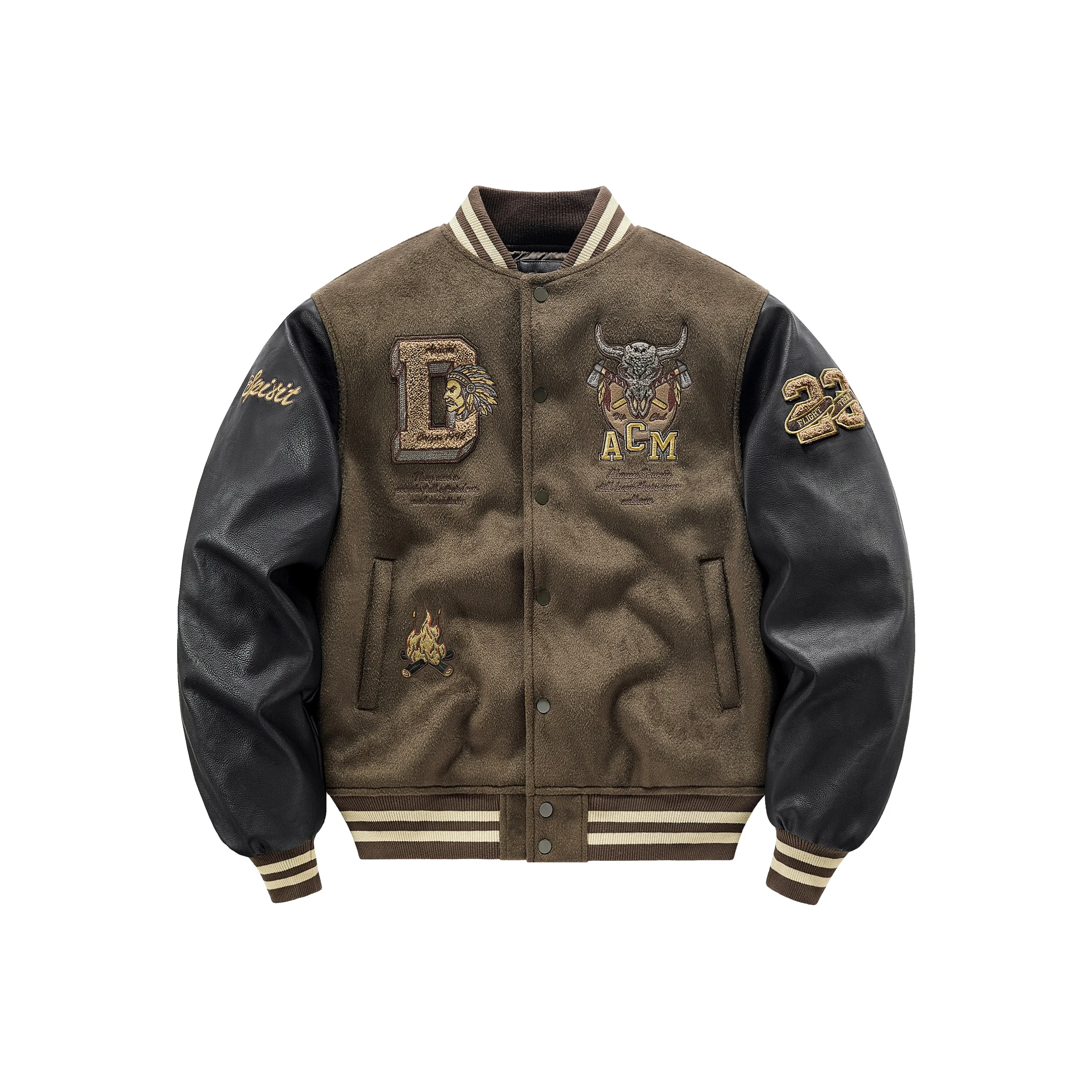 VIP Бейсбольная куртка Пуховая куртка Унисекс Коричневый