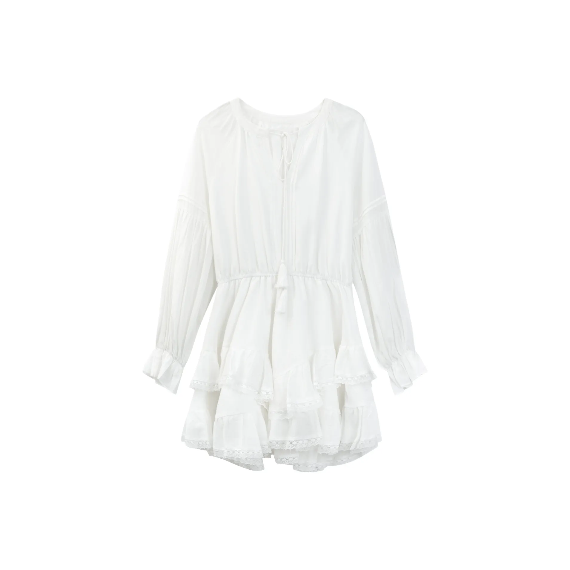 LOVEHEYNEW Белый Женский Длинный С рукавами Платье