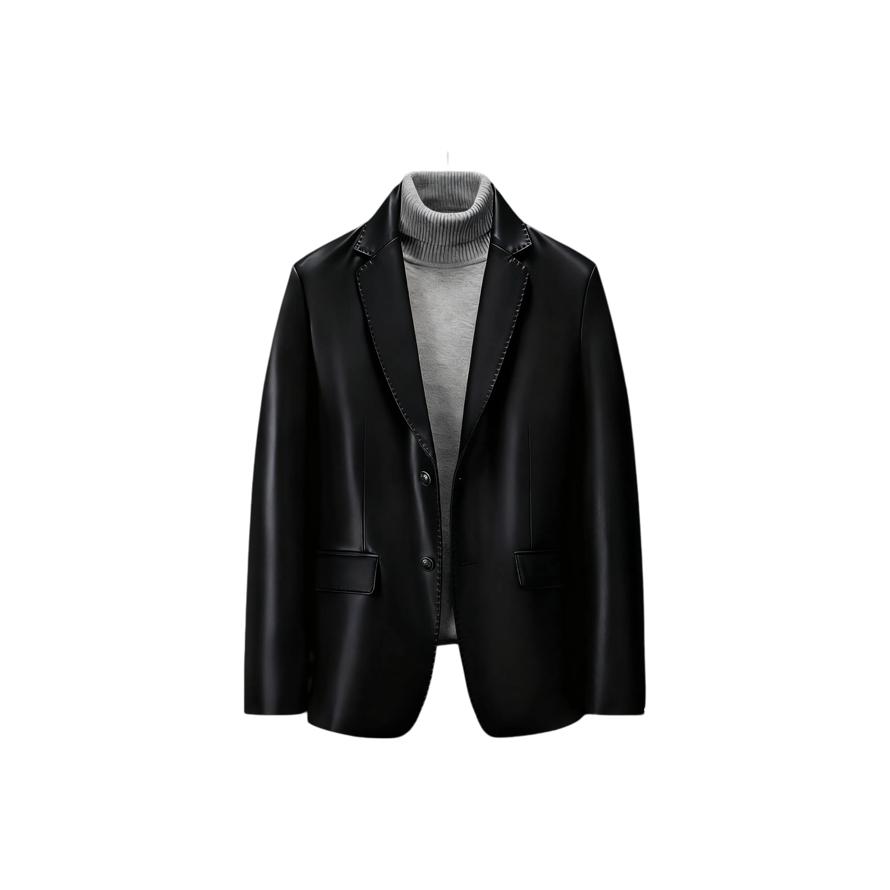 H YXIANG Черные Мужские Кожаные Куртки