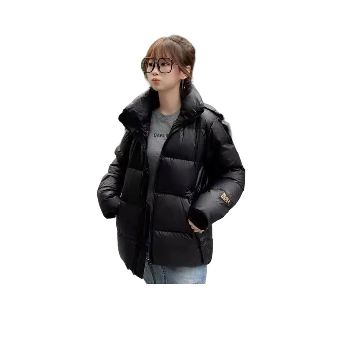 VINMUK Cropped Black Gold Women's Down Jackets (Пуховики)