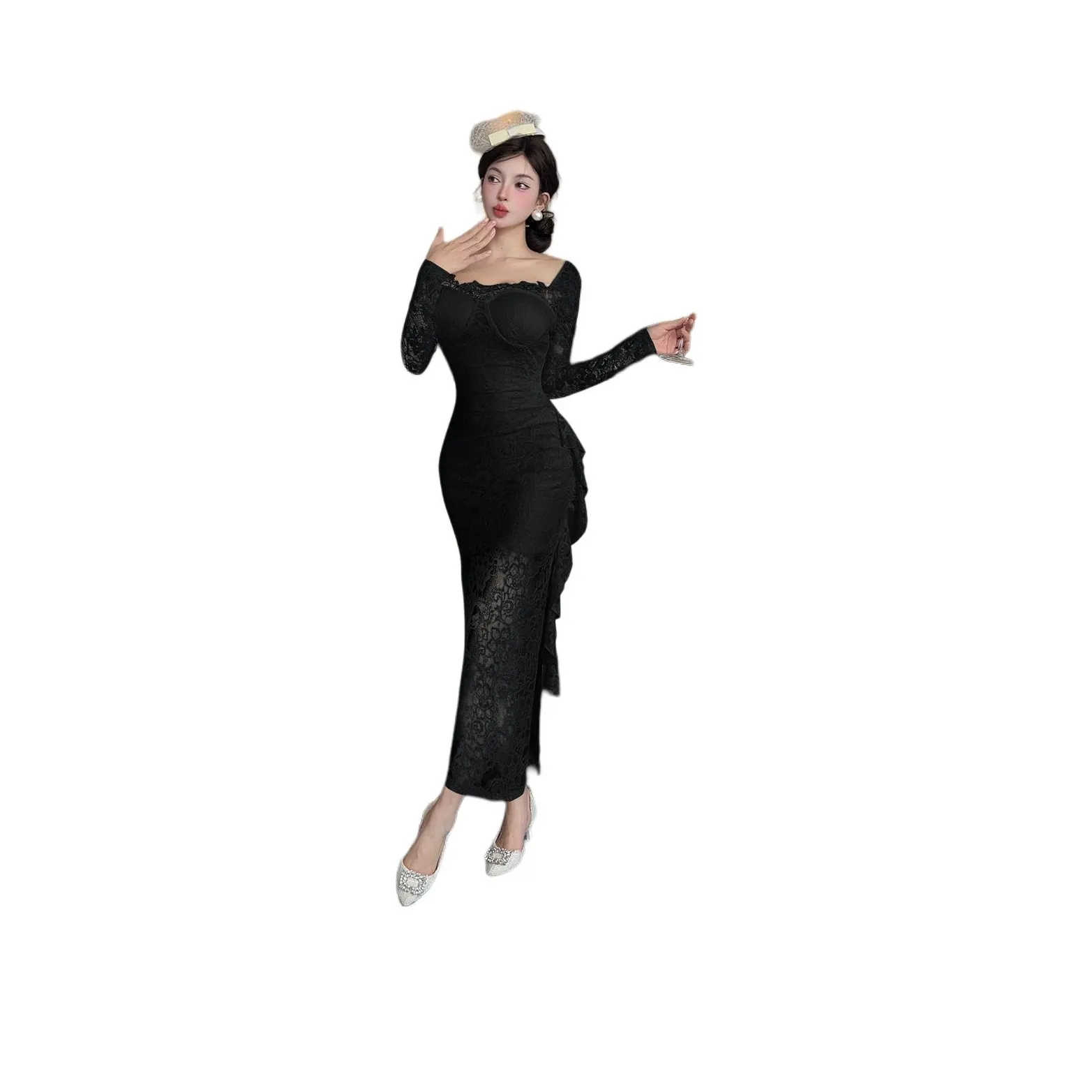 Kiki Clothing Boutique Длинное платье с длинными рукавами женское