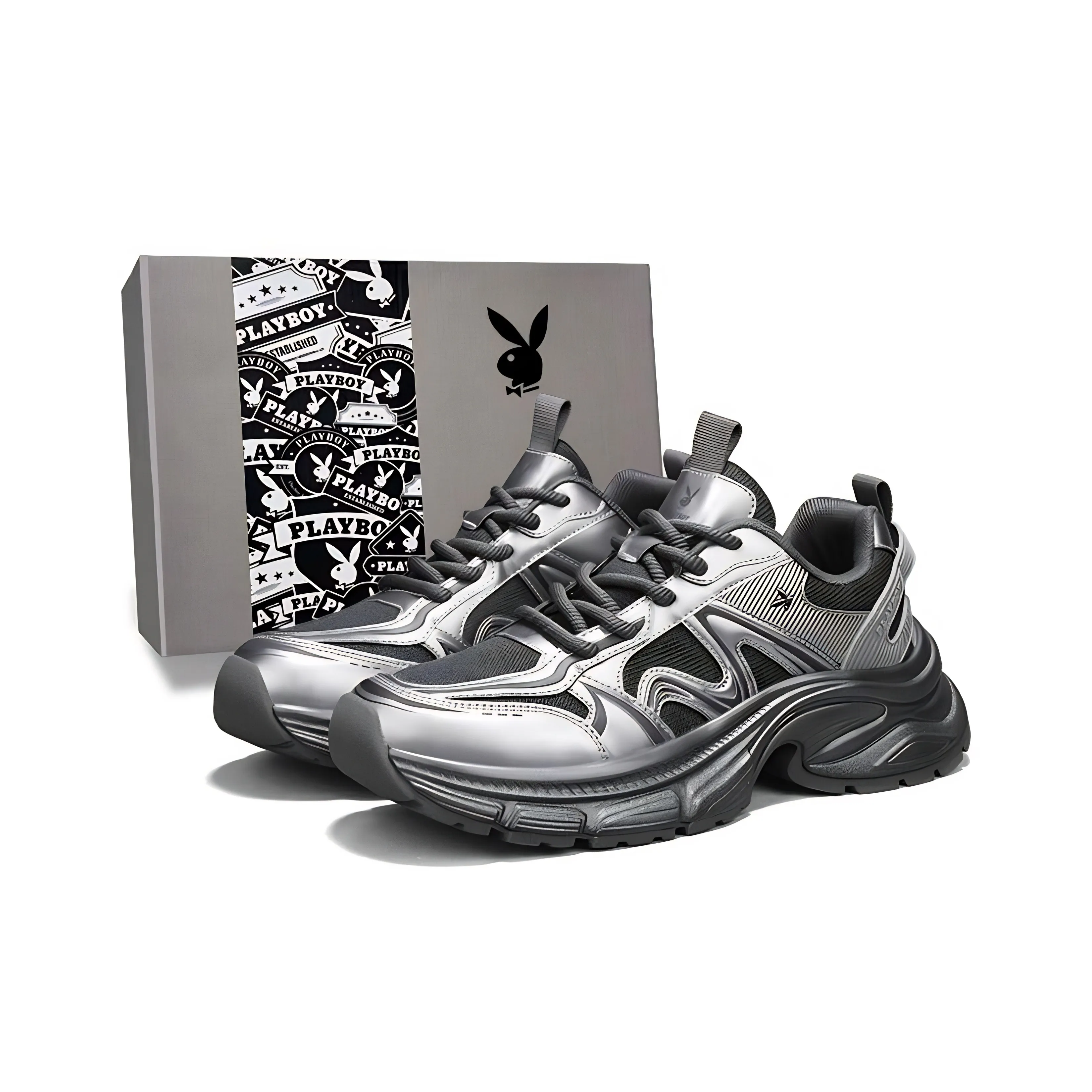 Playboy Износостойкий Дышащий Противоскользящий Низкий Топ Толстая подошва Мужские кроссовки