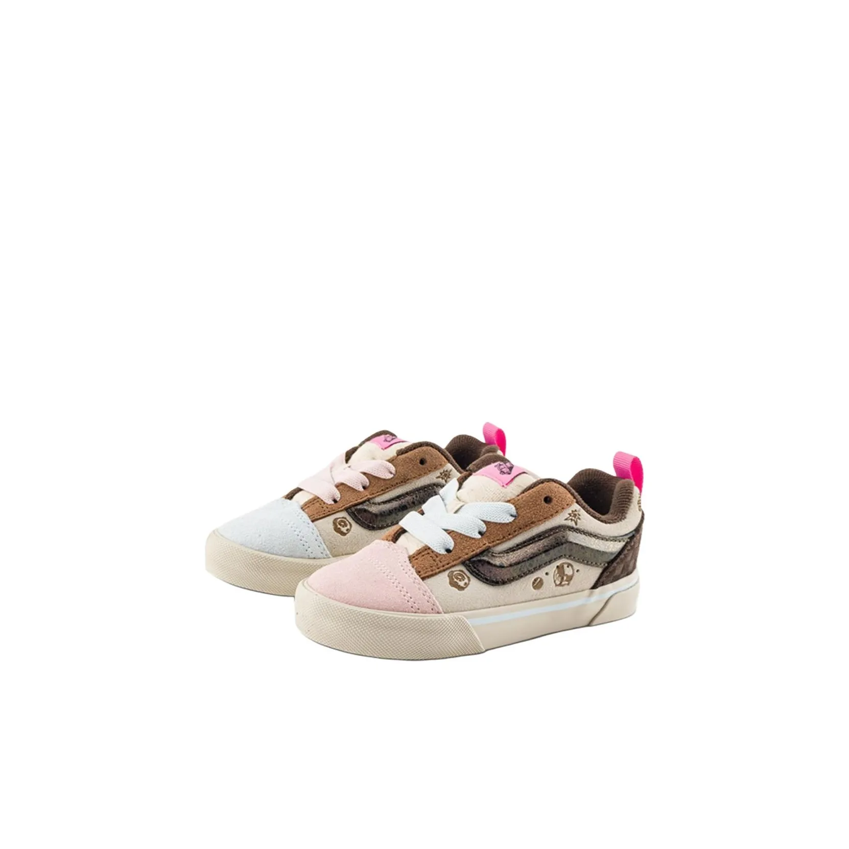 POP MART x Vans Knu Skool Low Топ Обувь для малышей Коричнево-розовый Синий Infant Wa Toddler