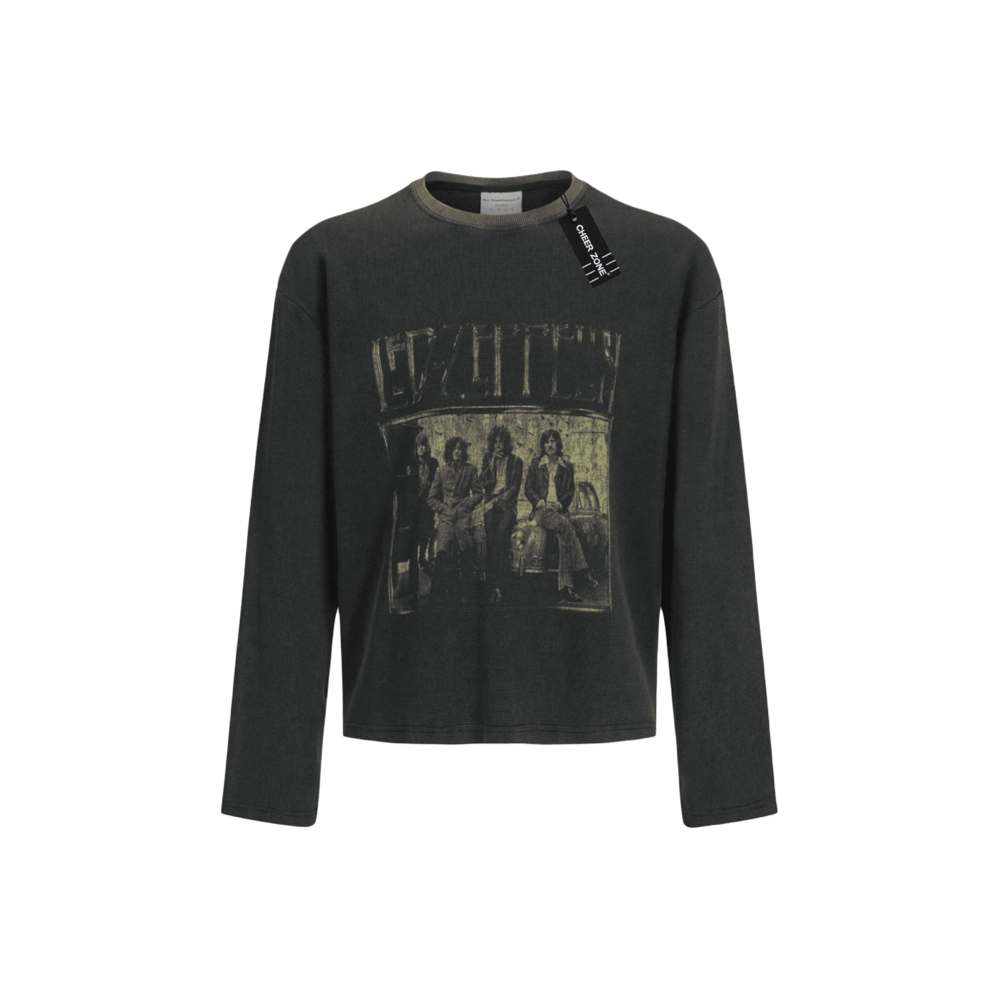 CHEER ZONE Выстиранный Черный Унисекс T-рубашки