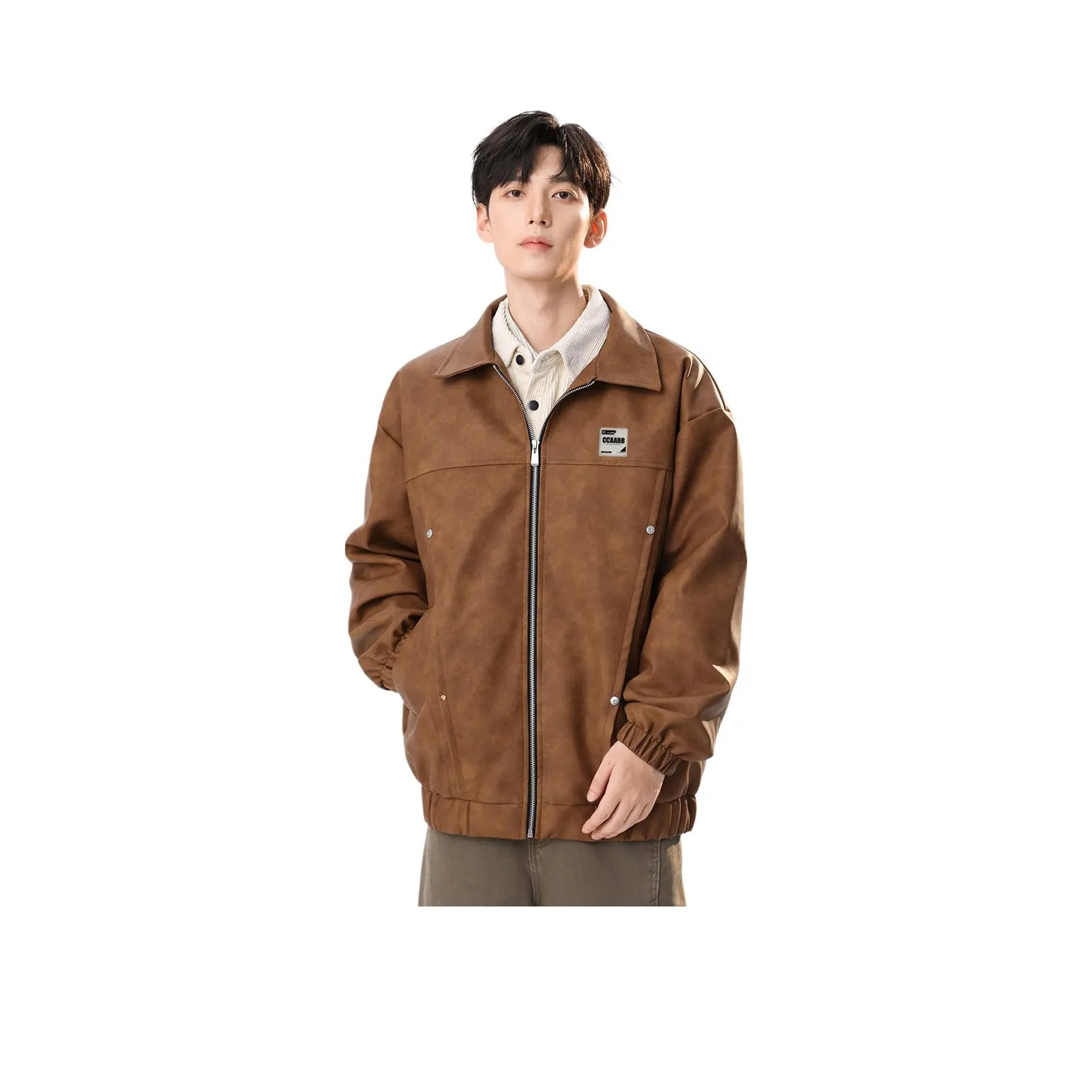 CCAABB Земляной желтый Мужские кожаные куртки