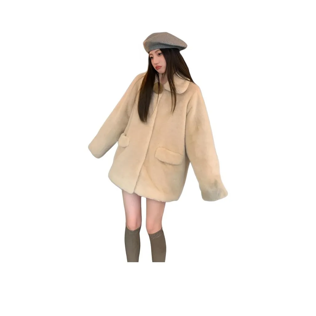 HKPXR Молочный чайный коричневый Женские меховые изделия