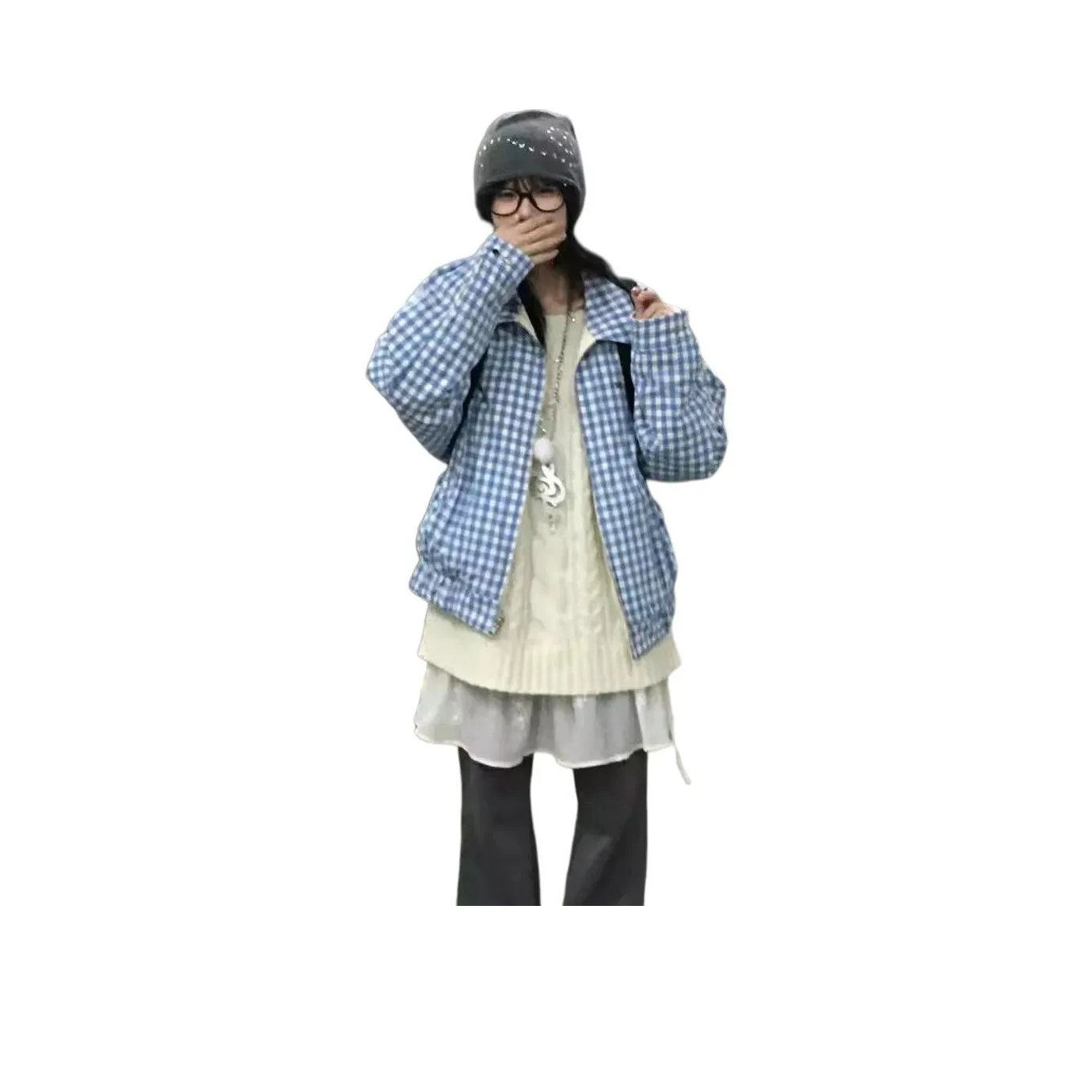 LANGQING Кремовый Бежевый Двусторонний С подарками Wangqing Бренд Наклеенный Женские Куртки