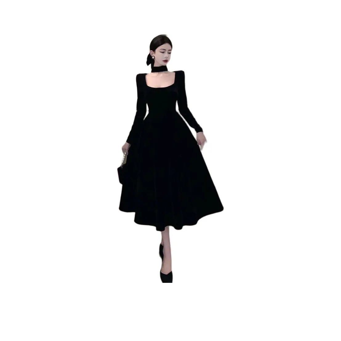 Kiki Clothing Boutique Длинное платье с длинными рукавами женское