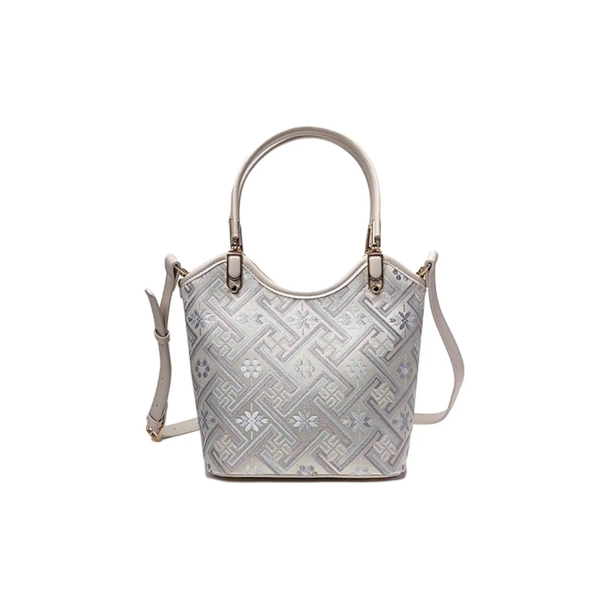 ESNSY Zhuangjin Сумка Женская Белая Фиолетовый Wangji Узор Абрикос