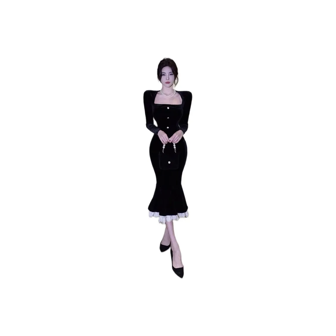 Kiki Clothing Boutique Длинное платье с длинными рукавами женское