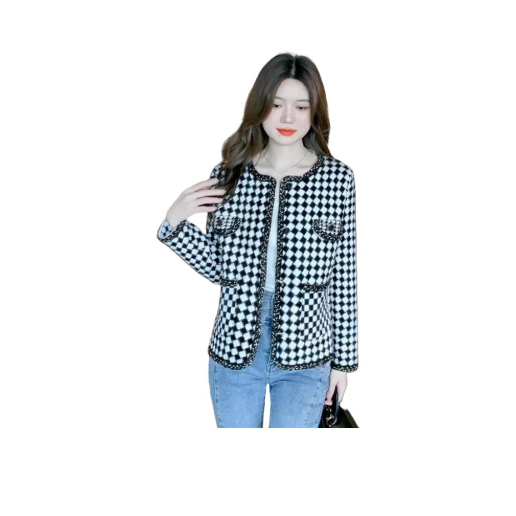 XIANSINIAO Черно-белое клетчатое женское пальто