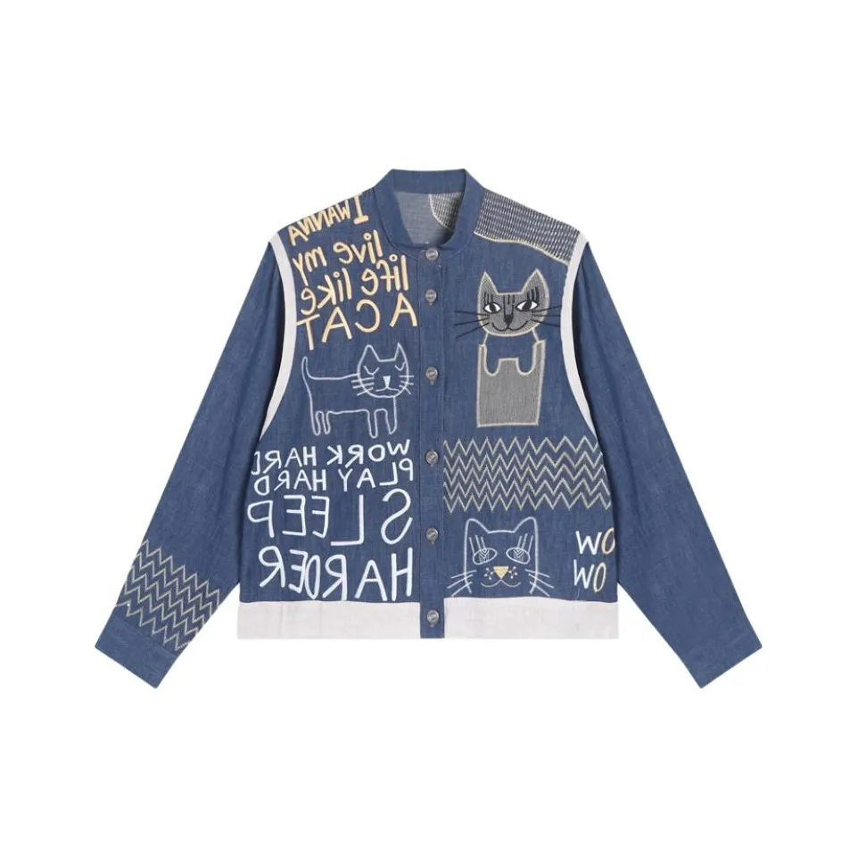 GZQJ Синий Женские Джинсовые Куртки