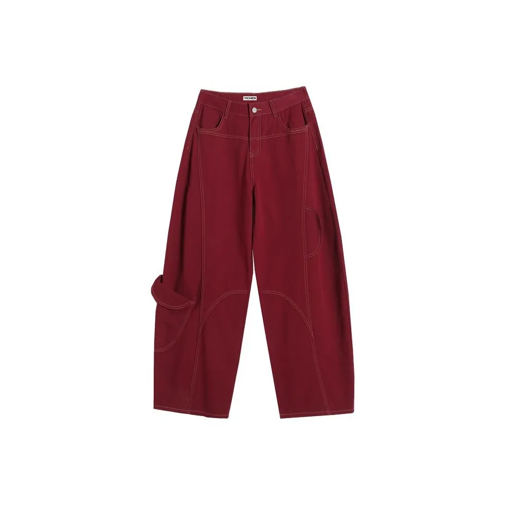 YICHEN Red Women's Cargo Pants YICHEN Красные Женские Карго Брюки