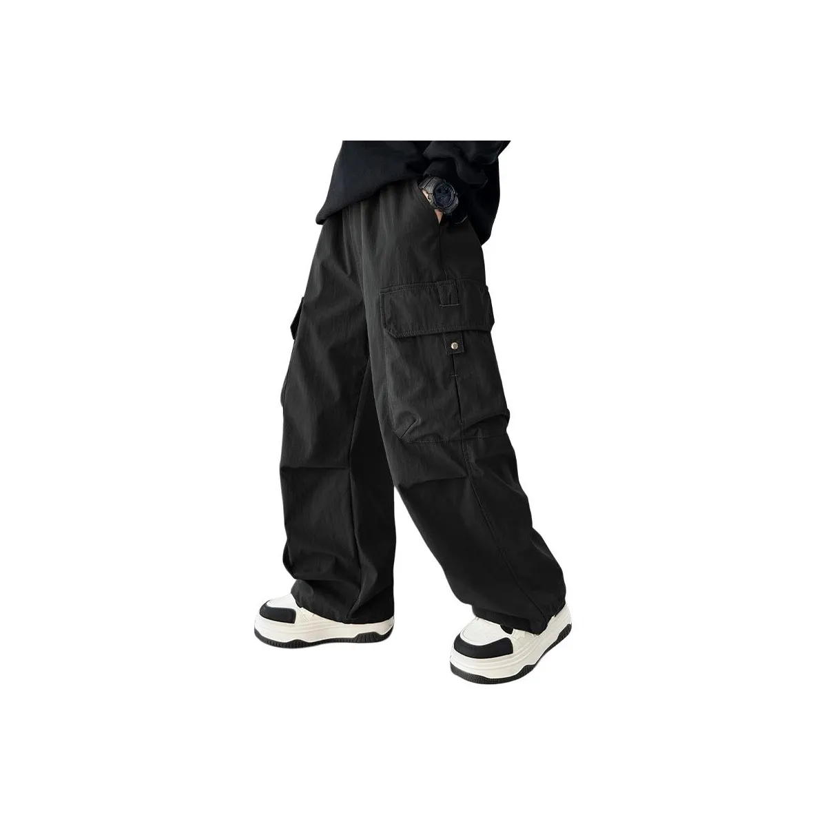 Phytoco Мальчики Осень и зима Утолщенные One Piece Флисовые брюки Средняя школа Зимний Повседневный Модный и крутой Широкие брюки