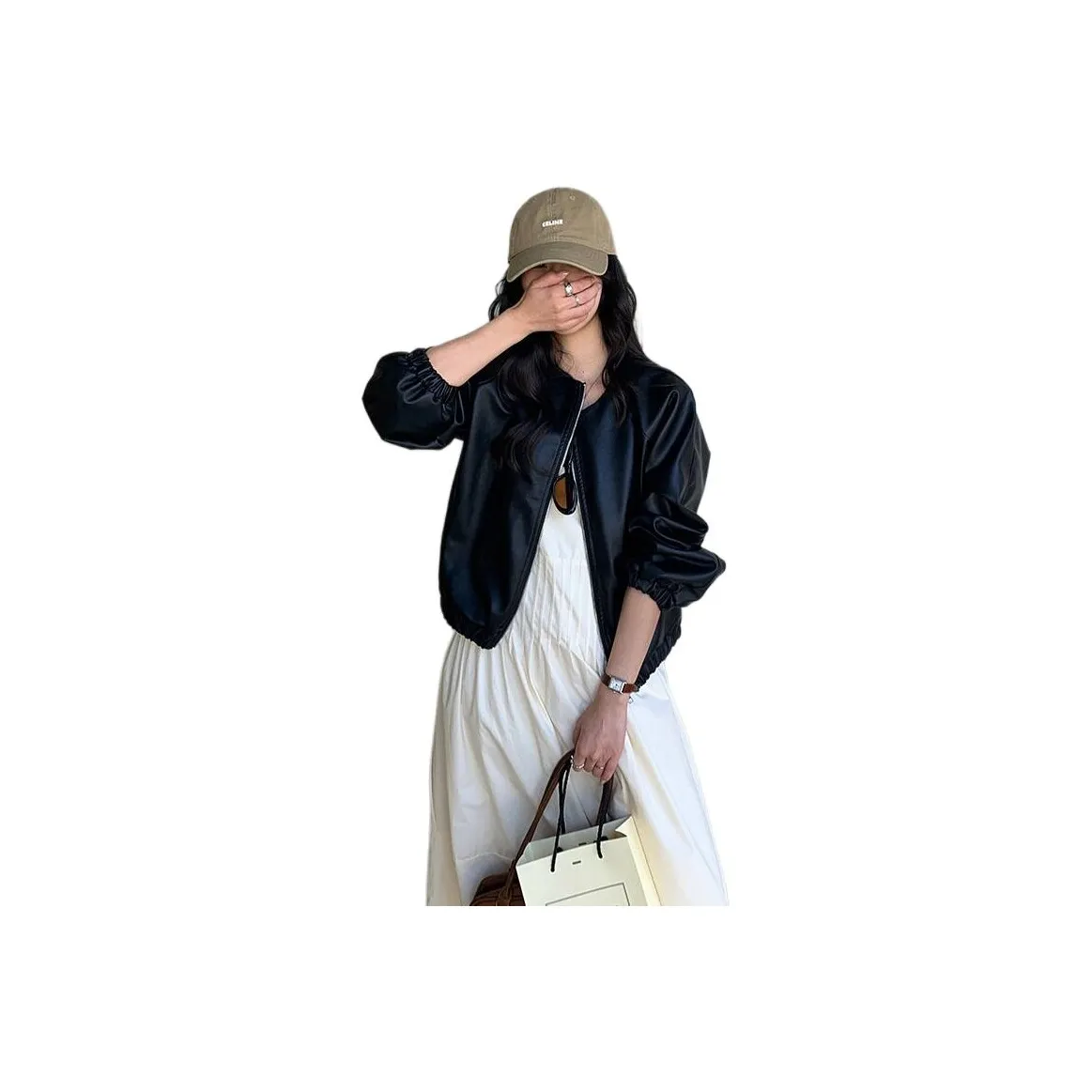 Mu Qingqing Кожа Куртка Женская